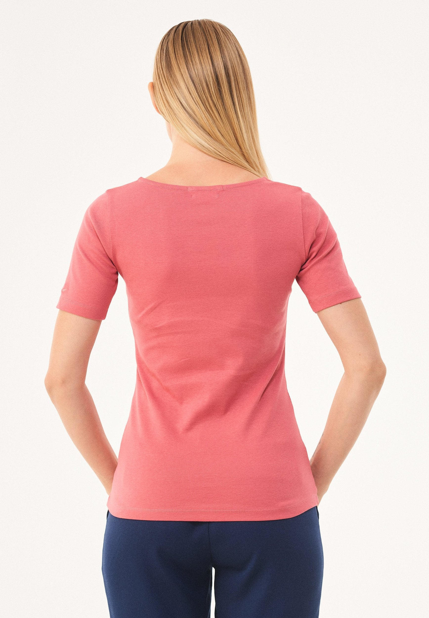 Geripptes T-Shirt aus Bio-Baumwolle mit V-Ausschnitt