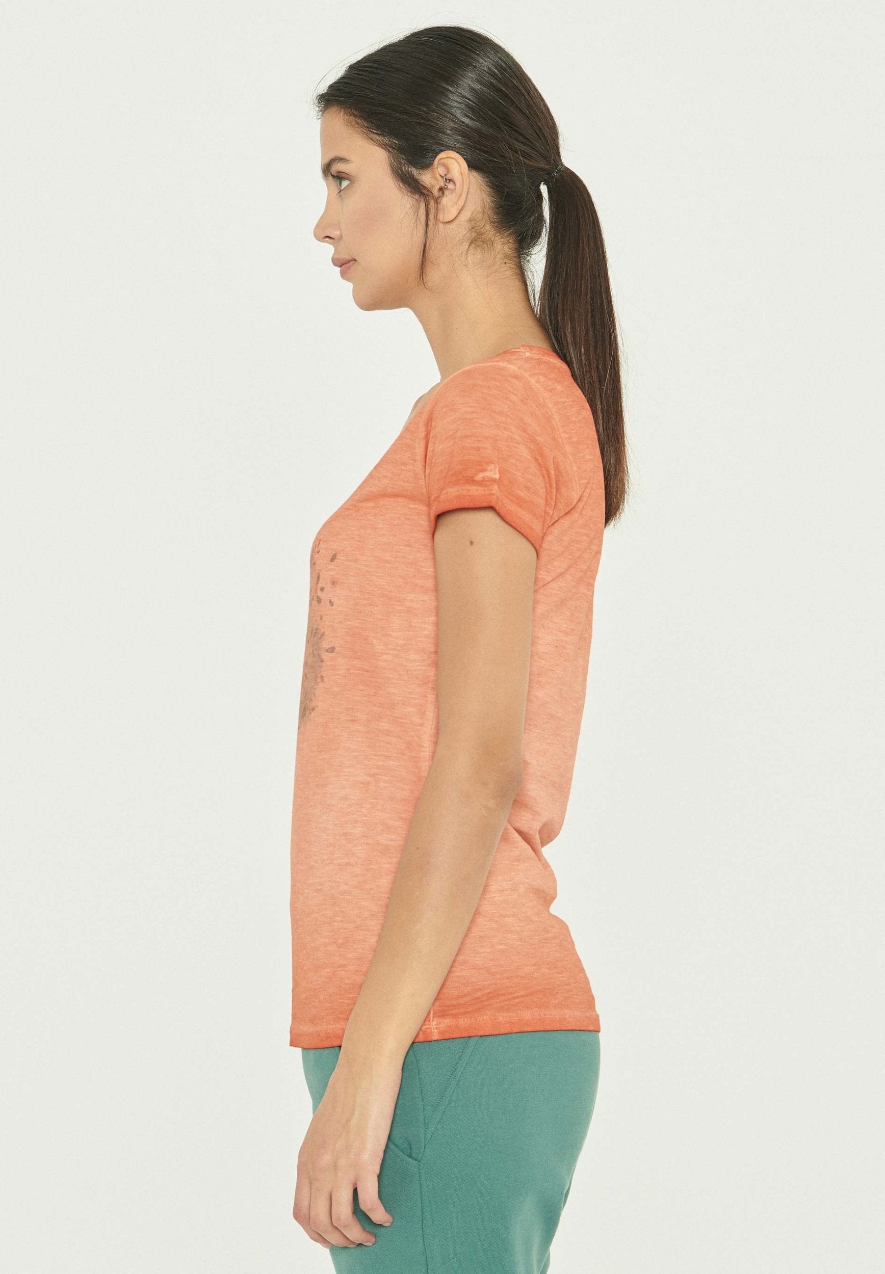 Garment Dyed T-Shirt aus Bio-Baumwolle mit Igel-Print