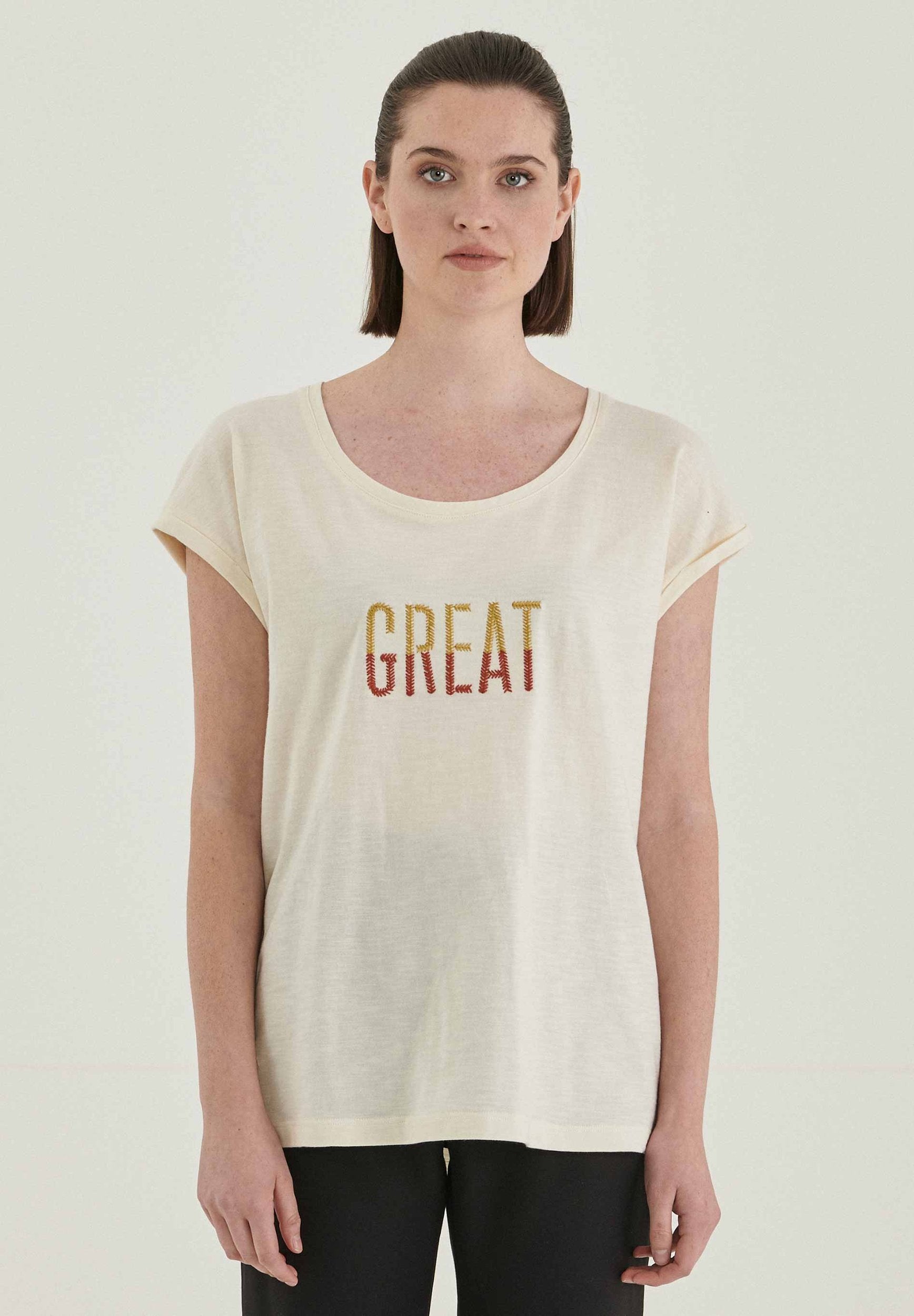 T-Shirt aus Bio-Baumwolle mit Stickerei