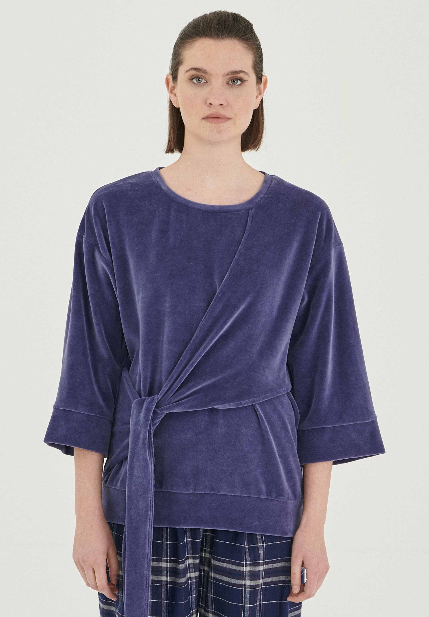 3/4-Ärm Samtbluse aus Bio-Baumwolle
