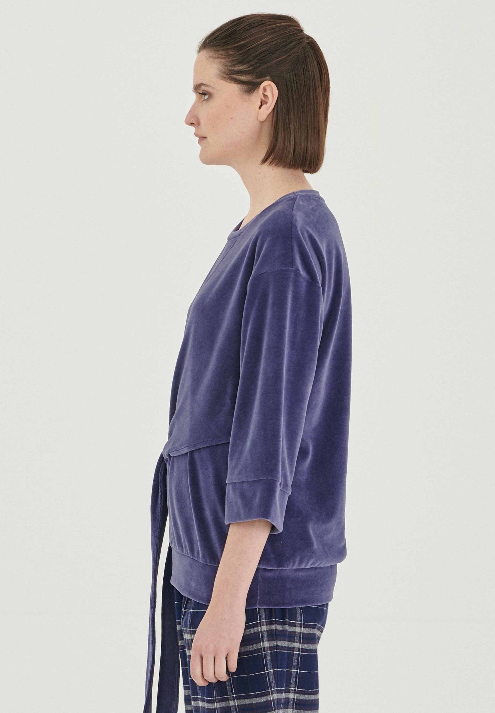 3/4-Ärm Samtbluse aus Bio-Baumwolle