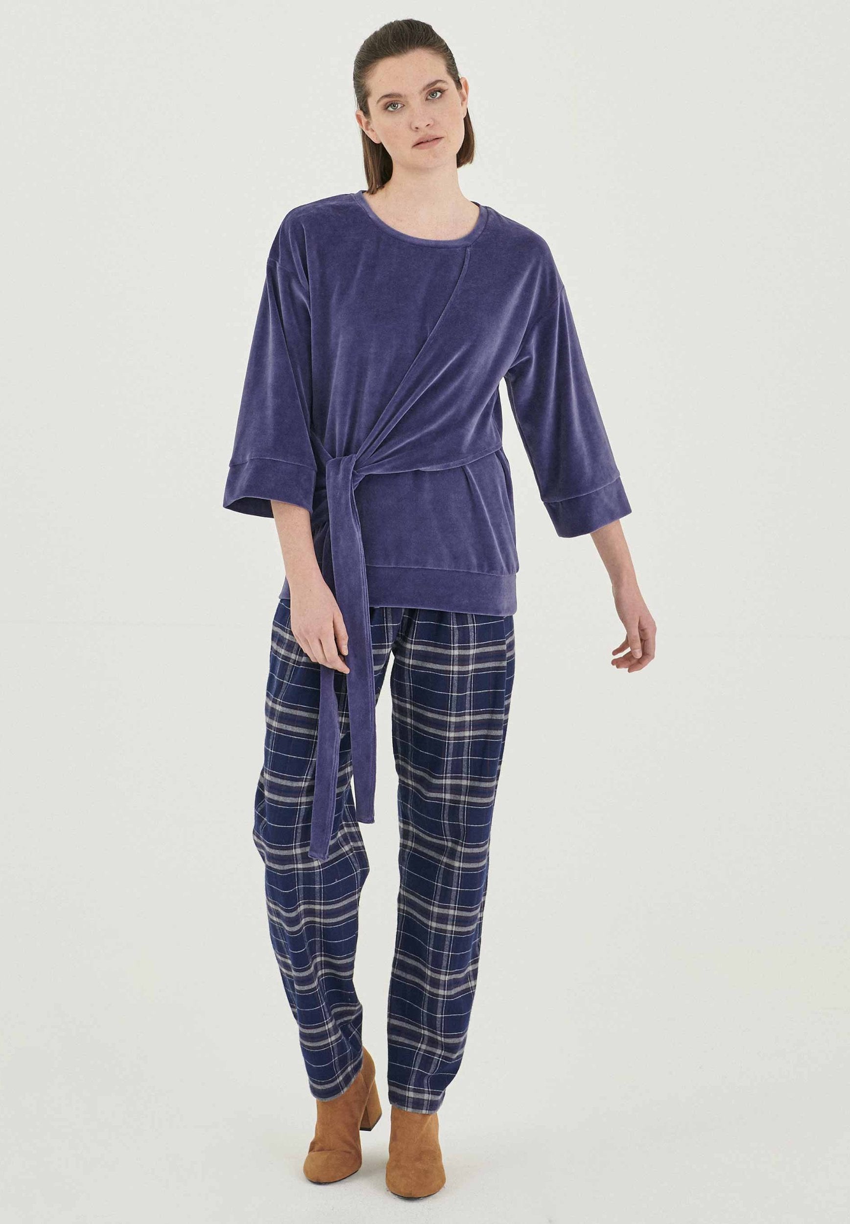 3/4-Ärm Samtbluse aus Bio-Baumwolle