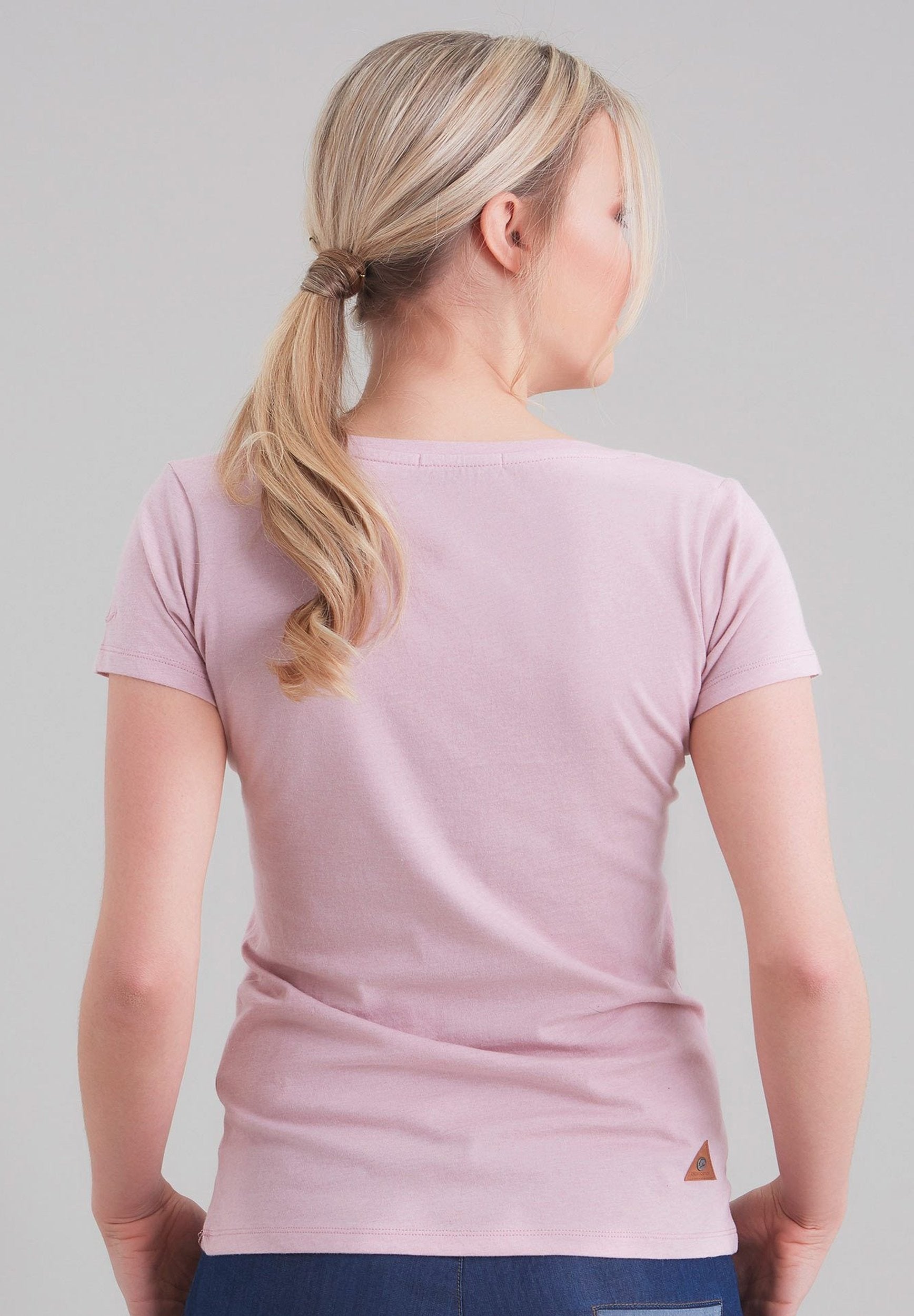 Damen T-Shirt aus Bio-Baumwolle mit Blumenprint WOR6006 Rose Melange