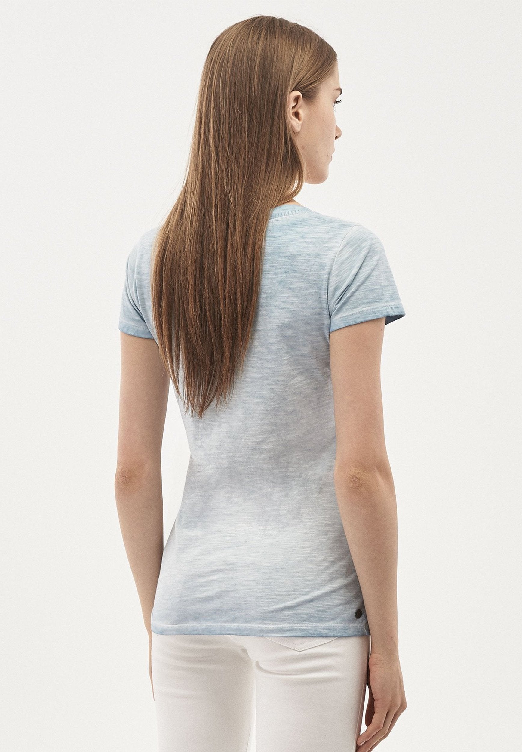 Garment Dyed T-Shirt aus Bio-Baumwolle mit Schmetterling-Print