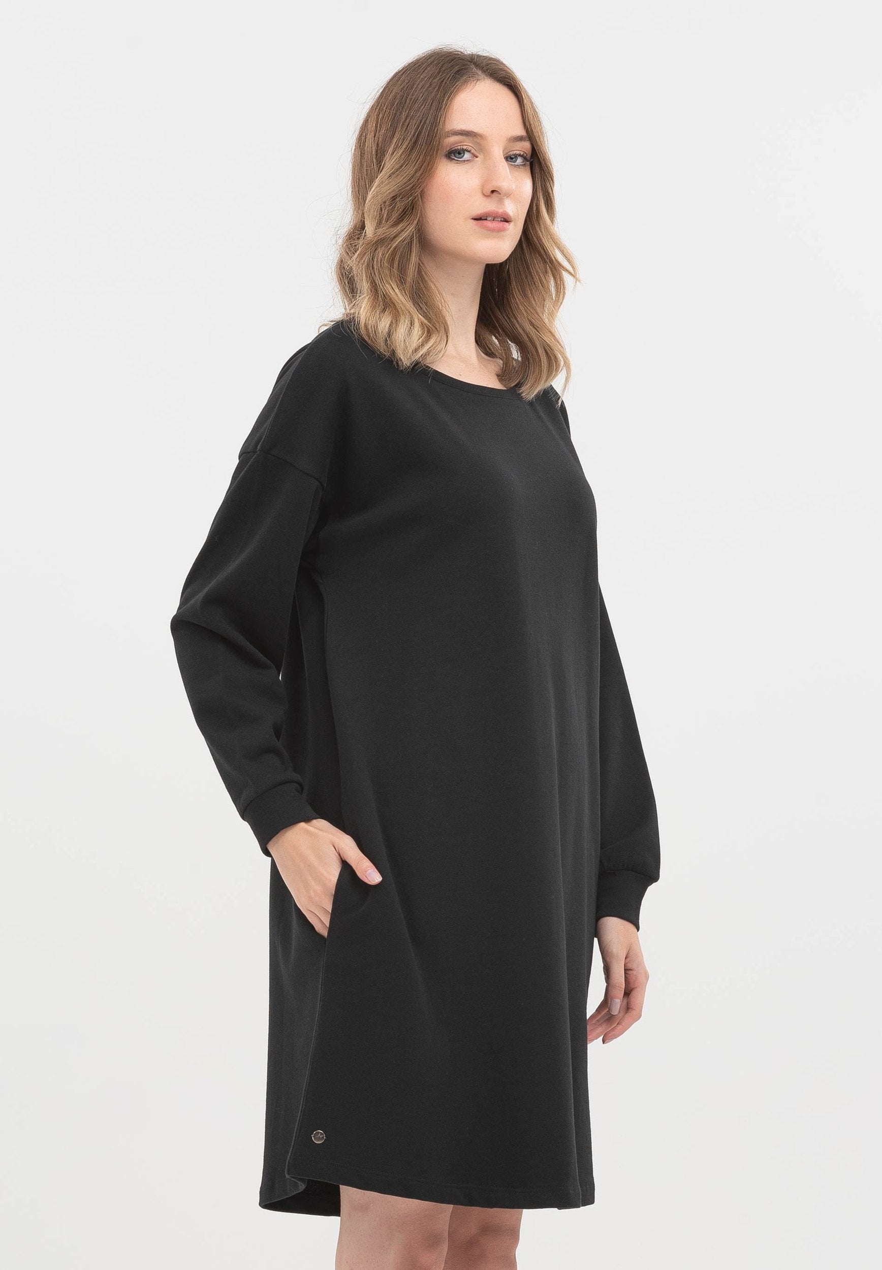 Sweatkleid aus Bio-Baumwolle mit seitlichen Eingrifftaschen