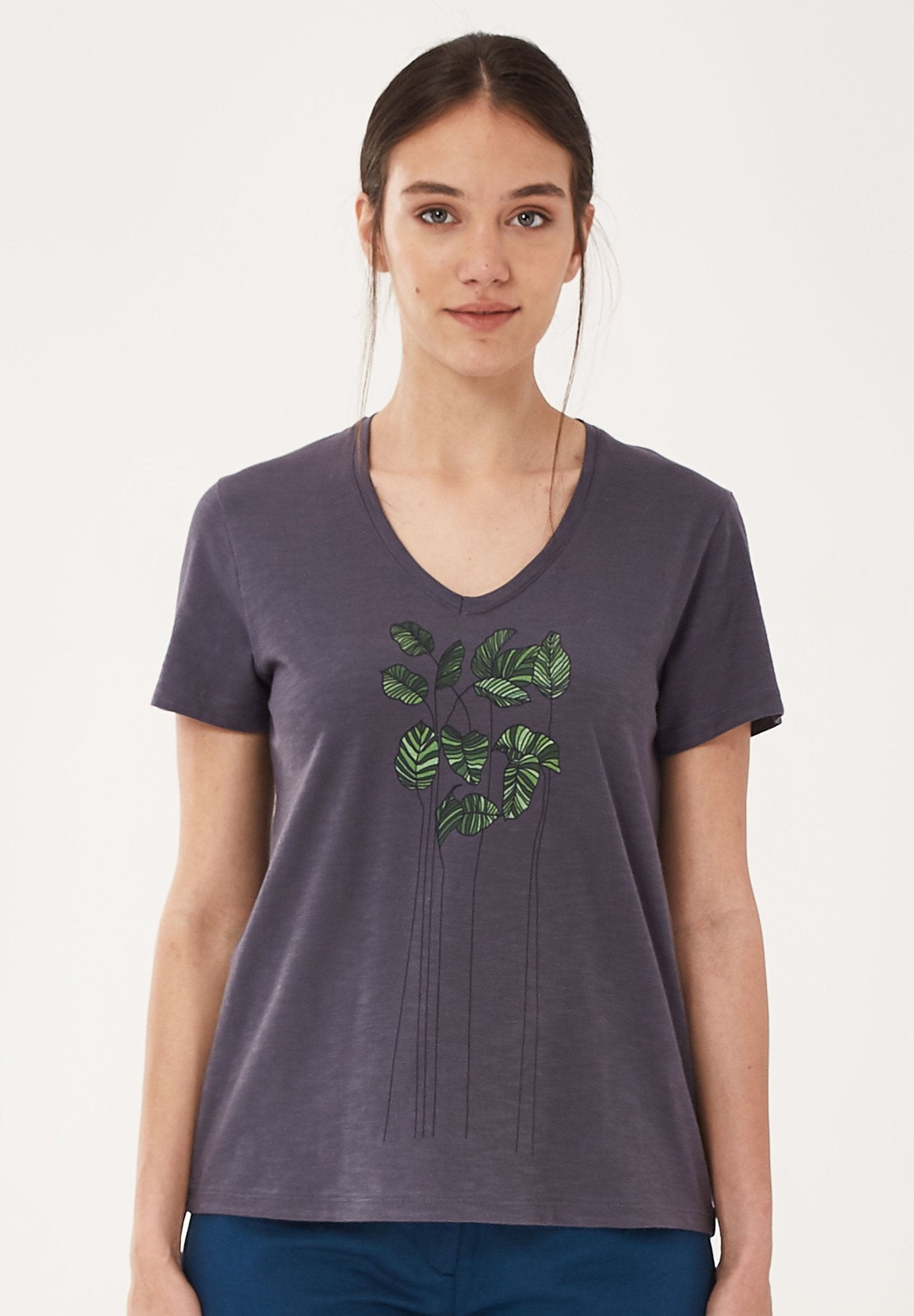 T-Shirt aus Bio-Baumwolle mit Blatt-Print