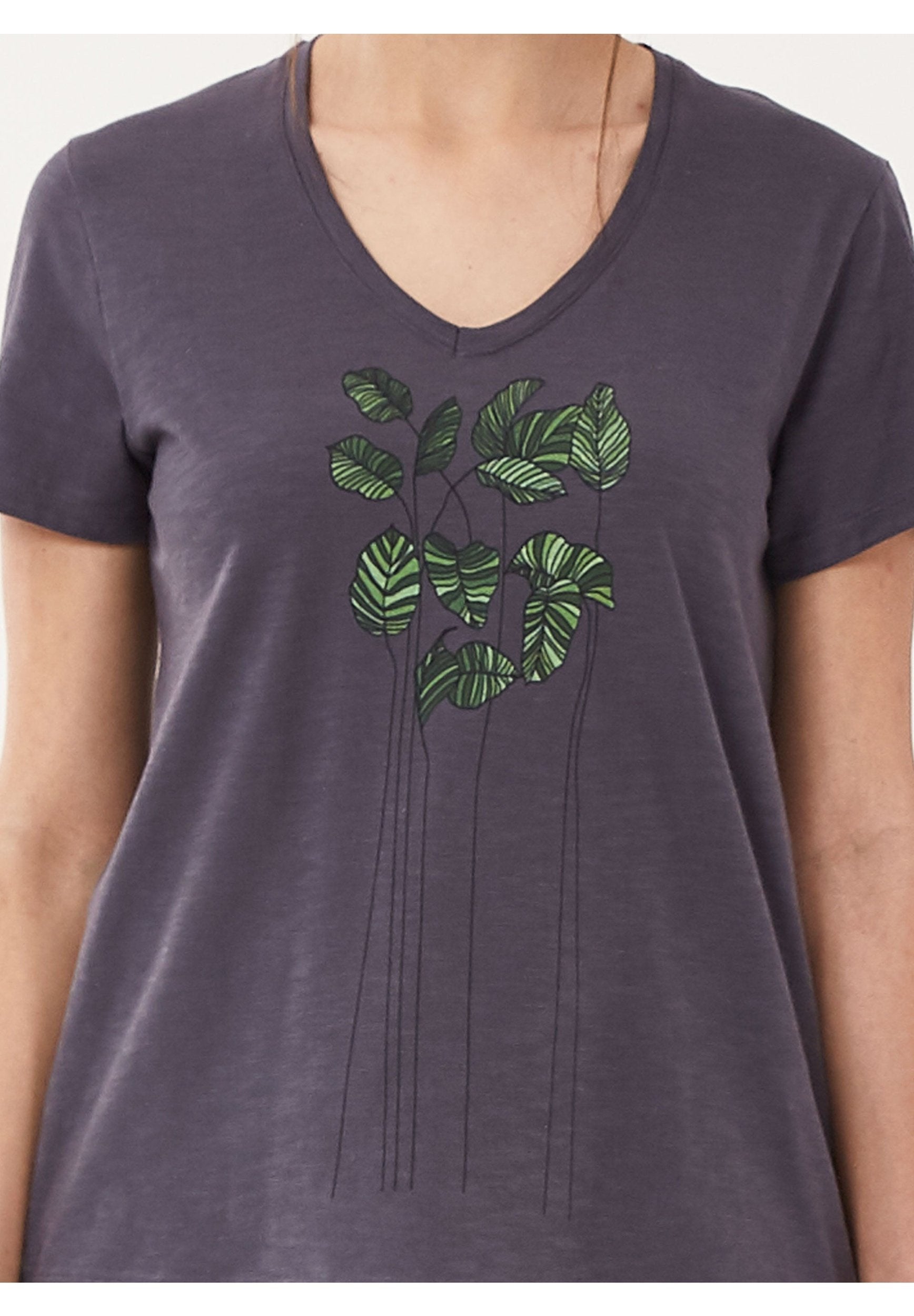 T-Shirt aus Bio-Baumwolle mit Blatt-Print