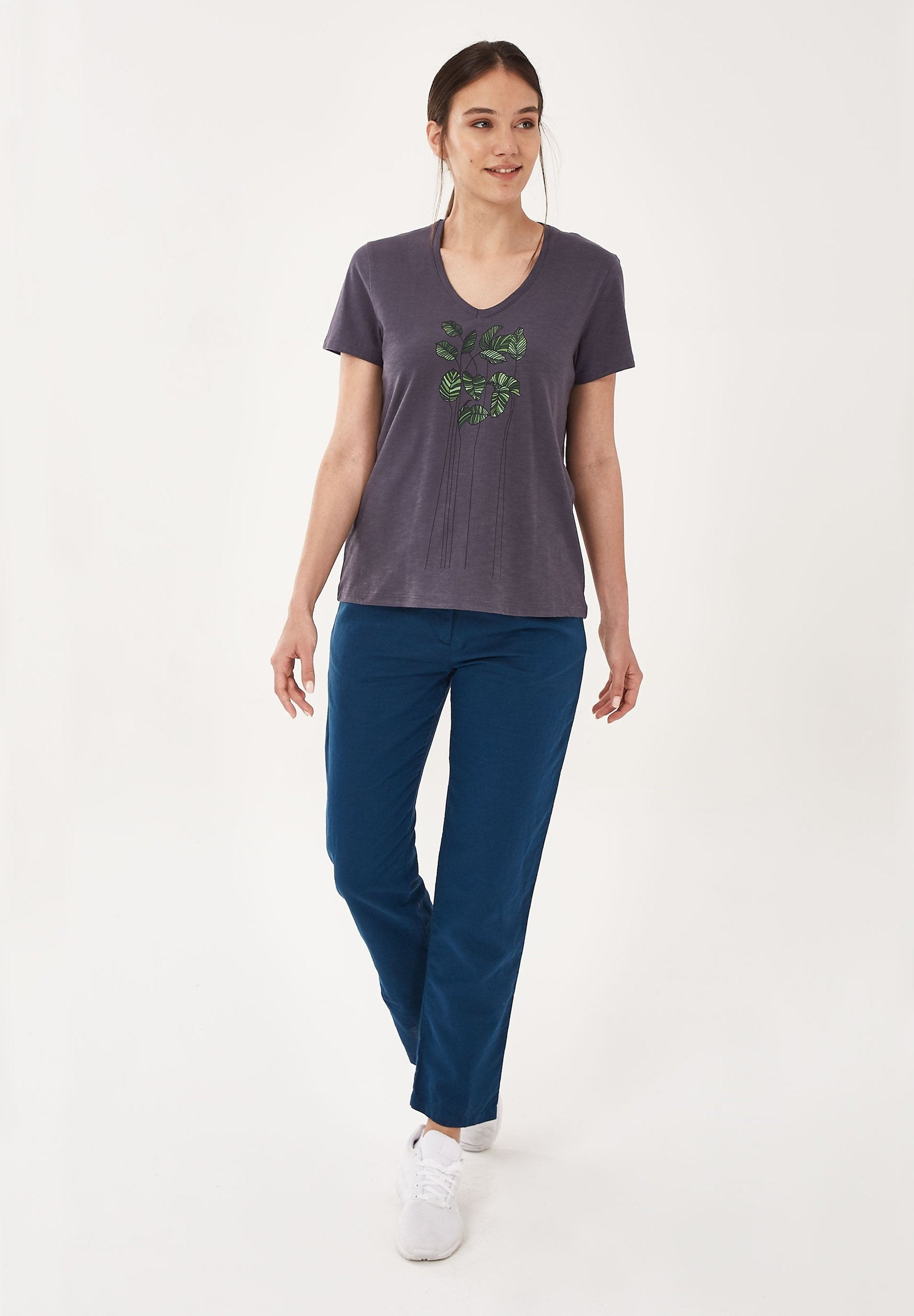 T-Shirt aus Bio-Baumwolle mit Blatt-Print