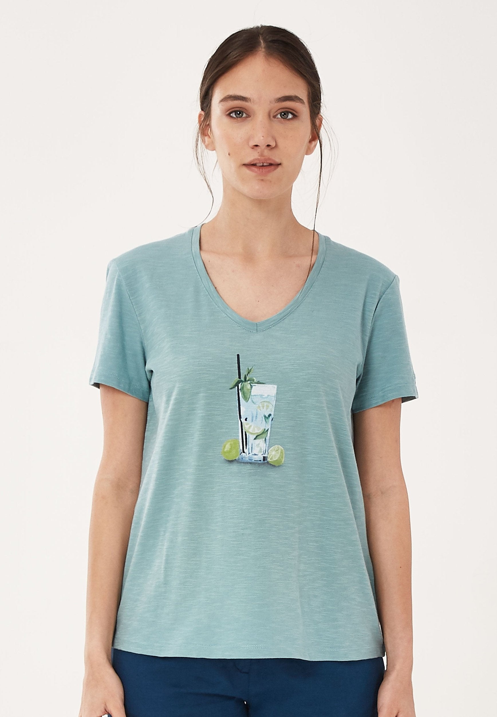 T-Shirt aus Bio-Baumwolle mit V-Ausschnitt