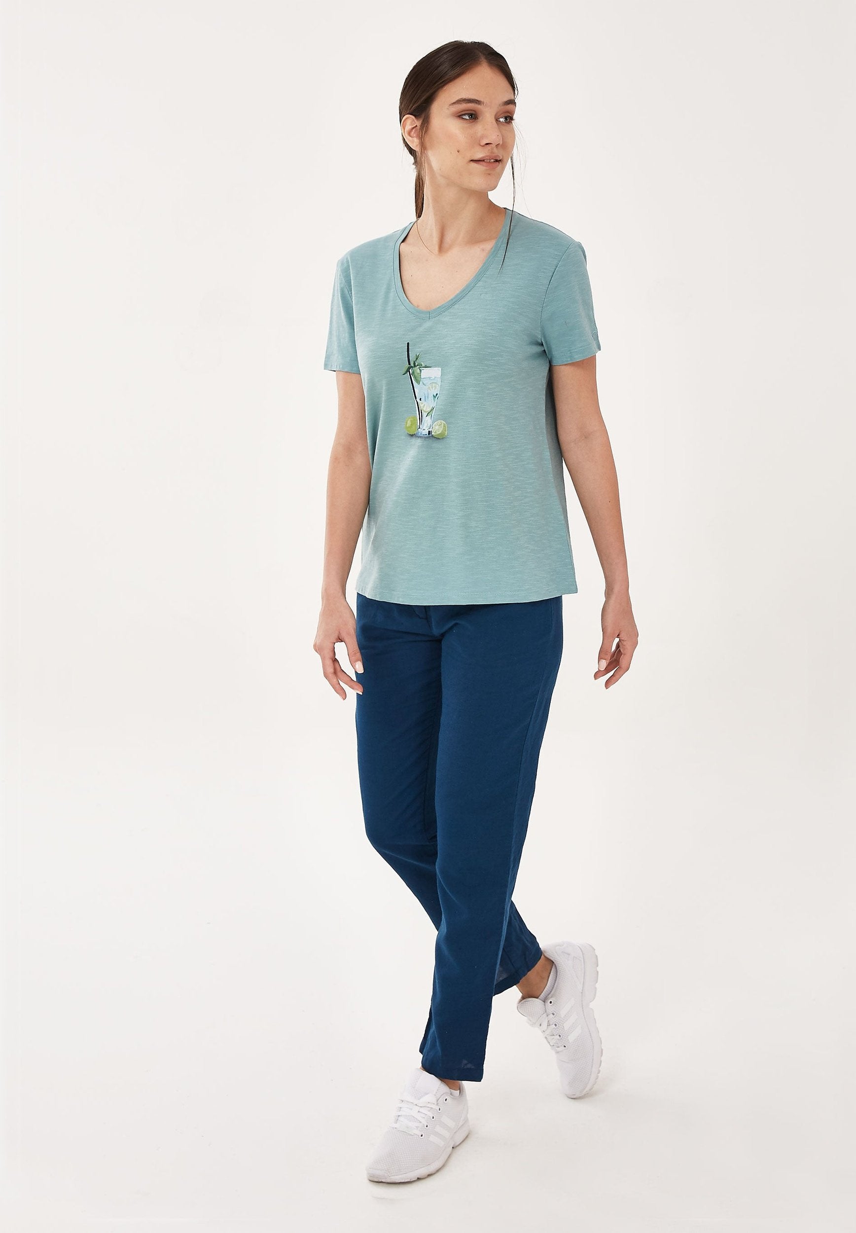 T-Shirt aus Bio-Baumwolle mit V-Ausschnitt