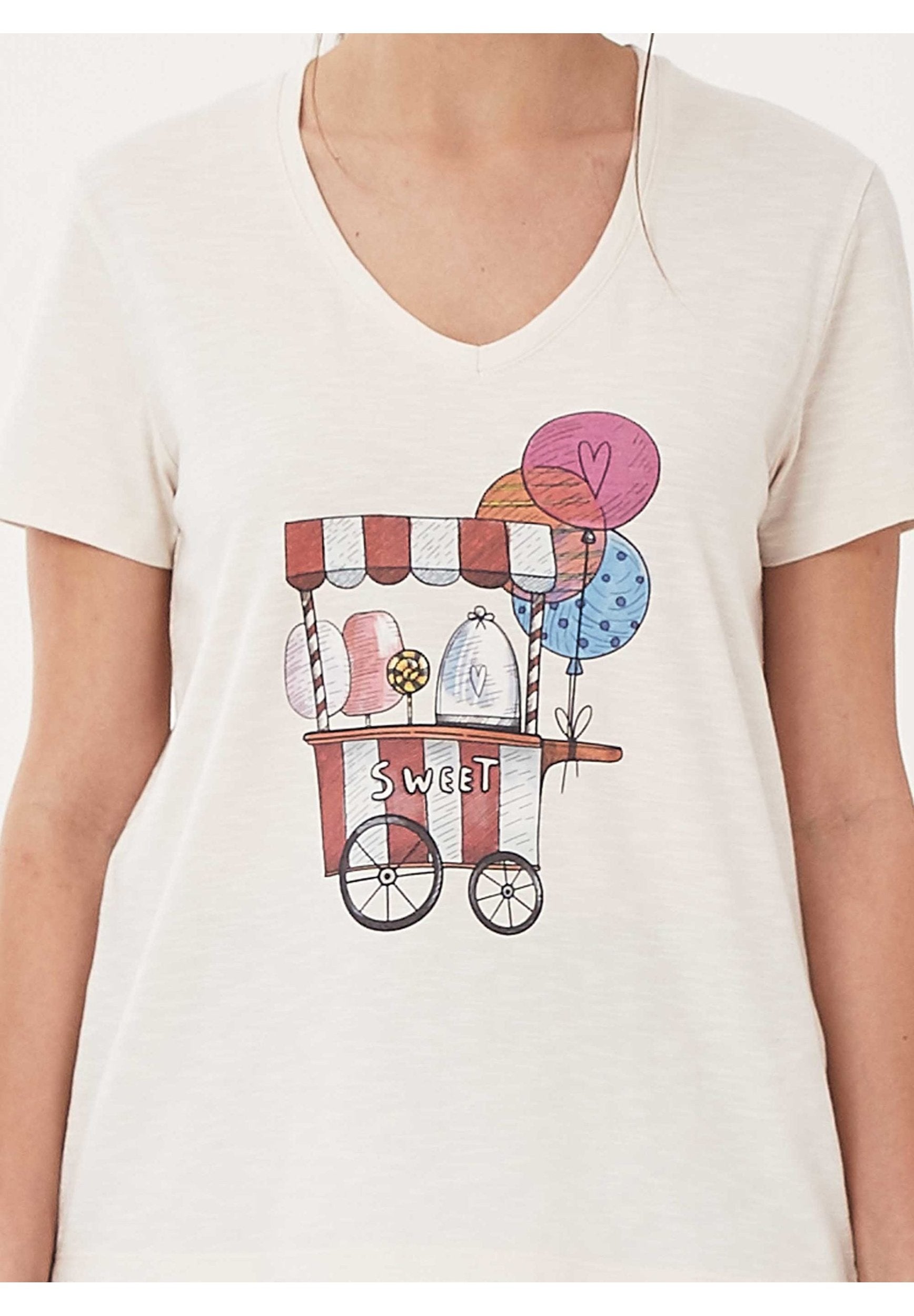 T-Shirt aus Bio-Baumwolle mit V-Ausschnitt