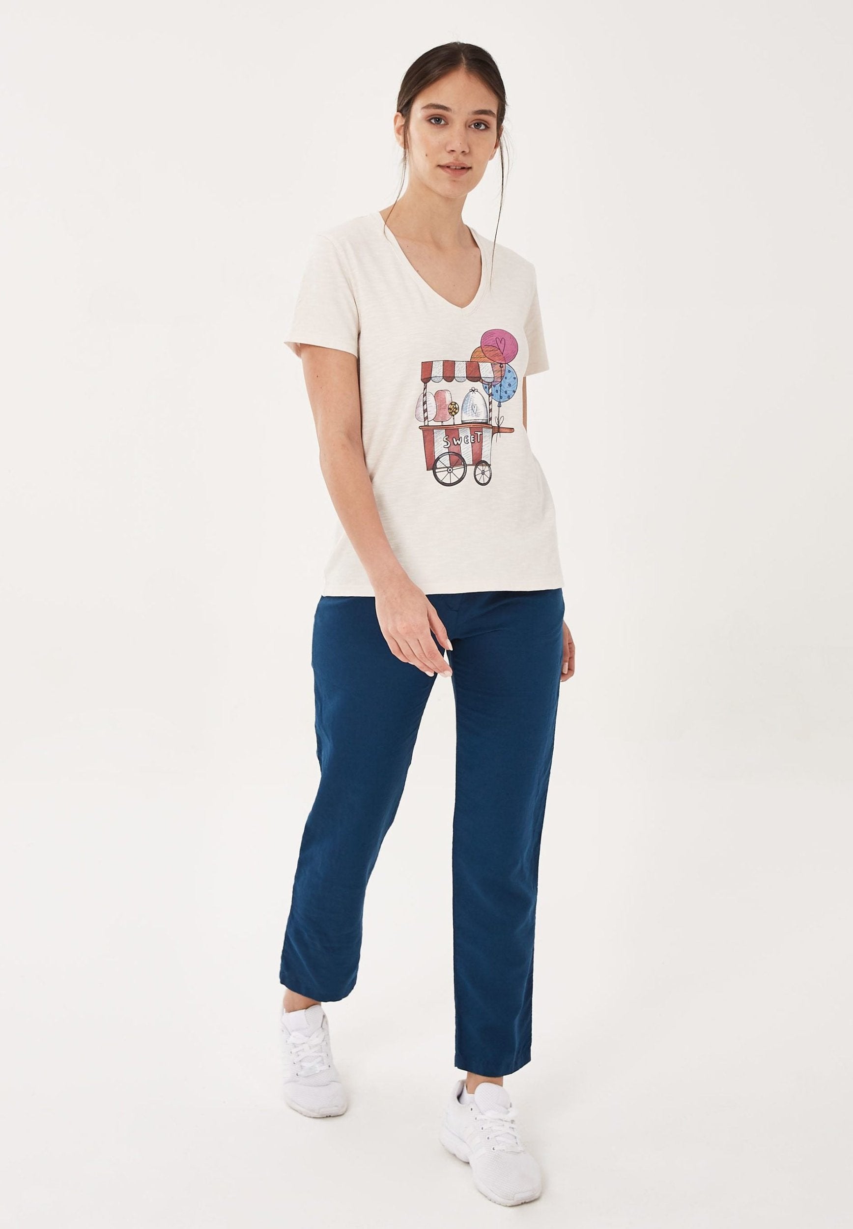 T-Shirt aus Bio-Baumwolle mit V-Ausschnitt