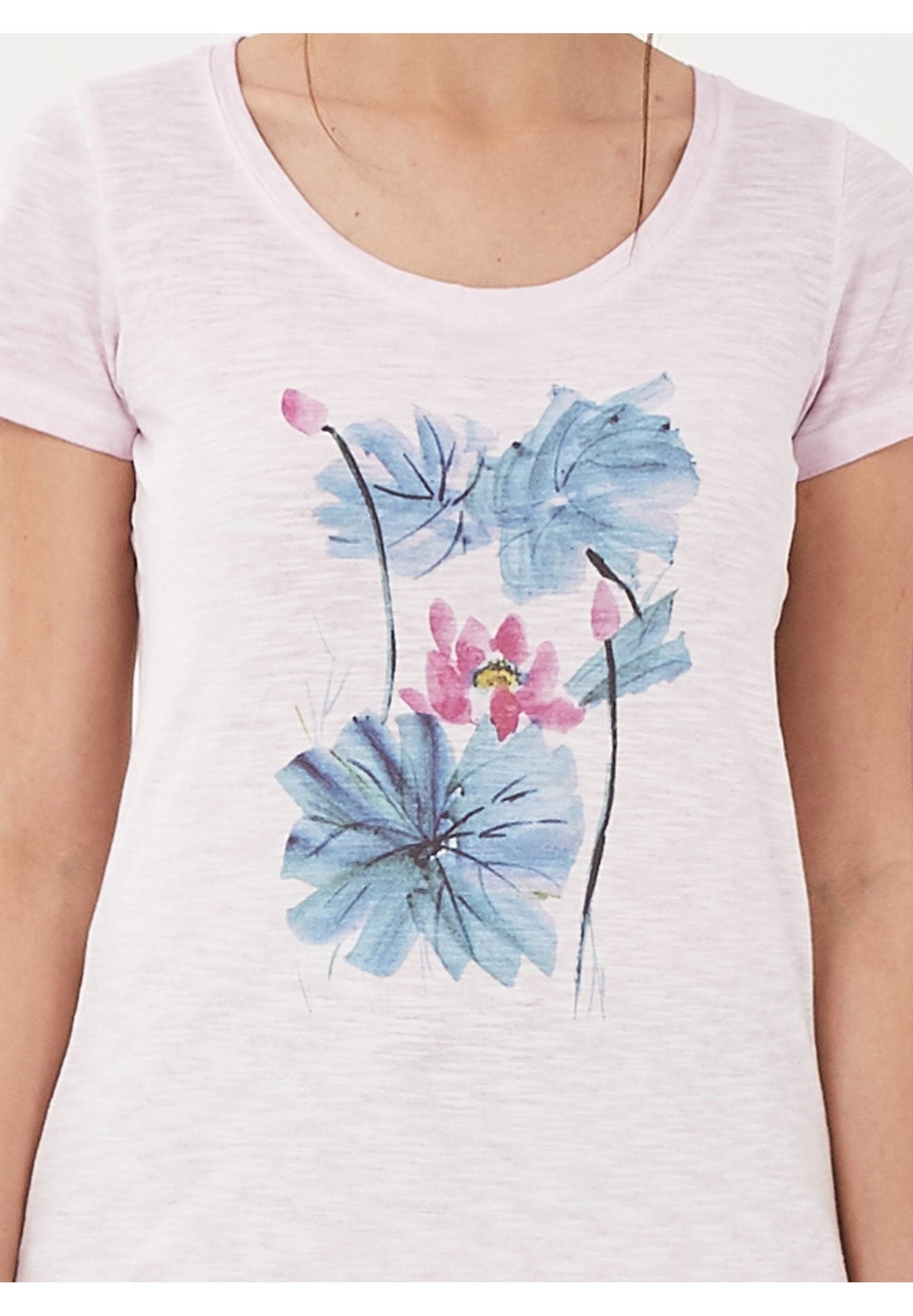 Garment Dyed T-Shirt aus Bio-Baumwolle mit Blumen-Print