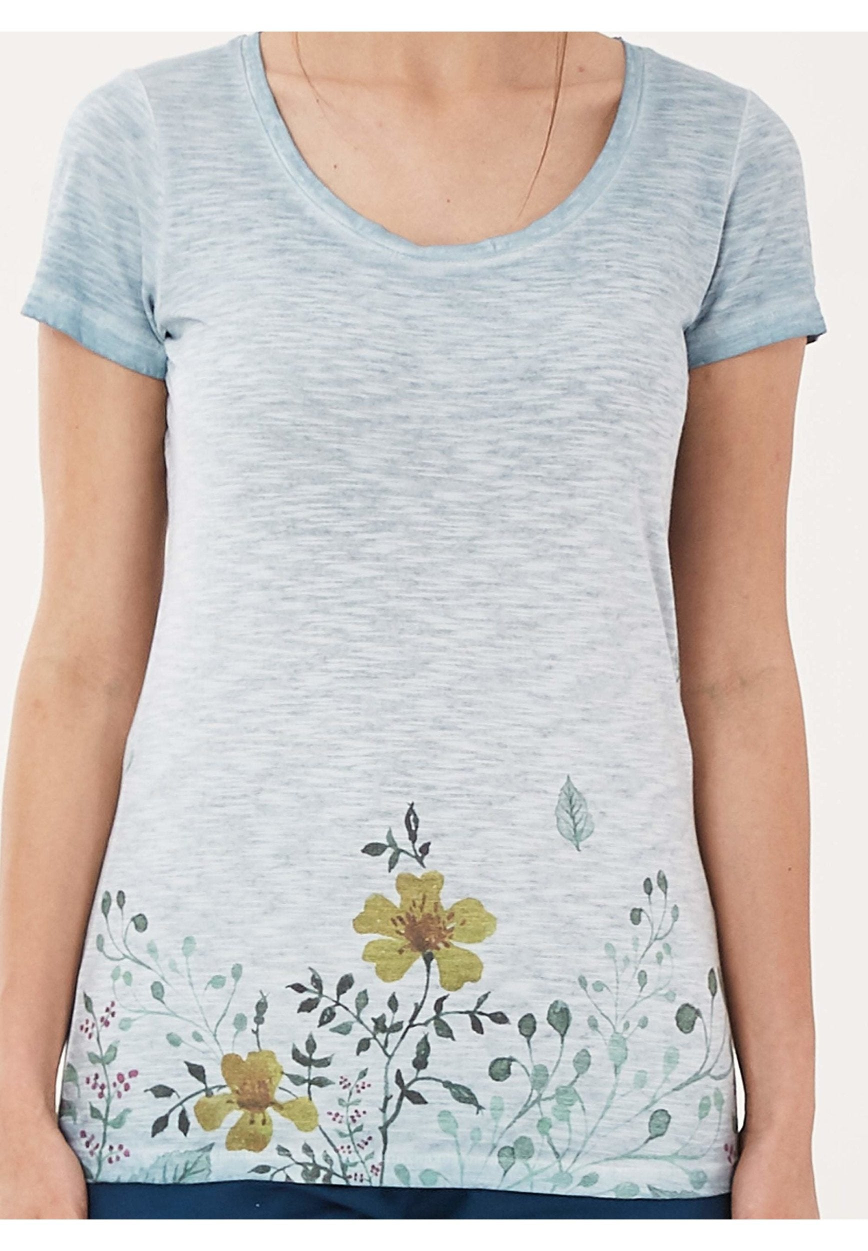 Garment Dyed T-Shirt aus Bio-Baumwolle mit Blumen-Print