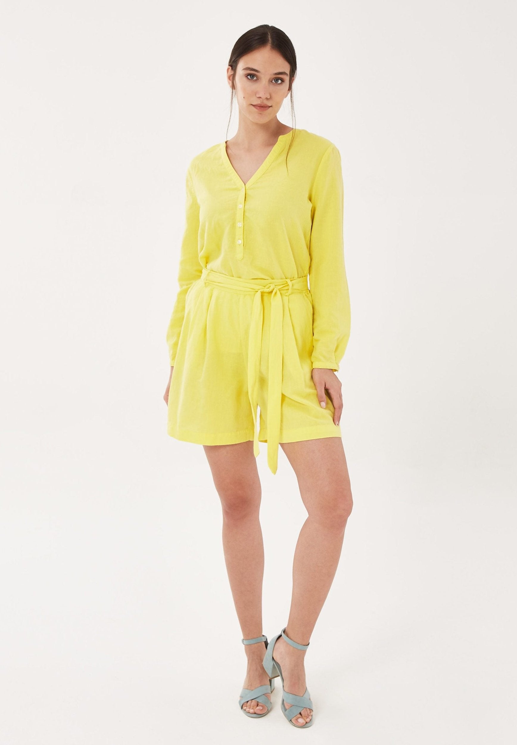 Shorts aus Leinengemisch mit Bindegürtel | Eco Damenmode