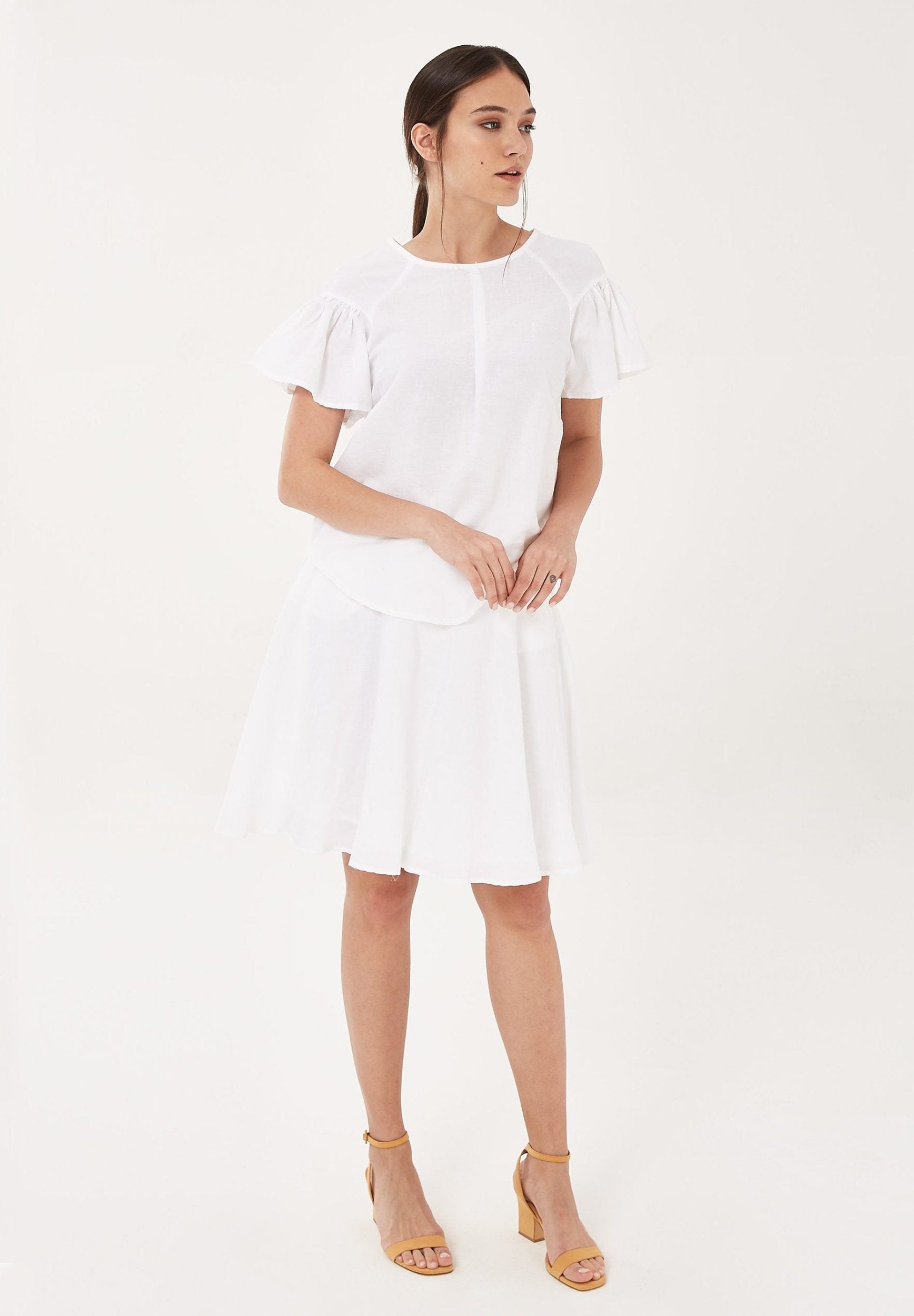 Bluse aus Leinen mit Bio-Baumwolle