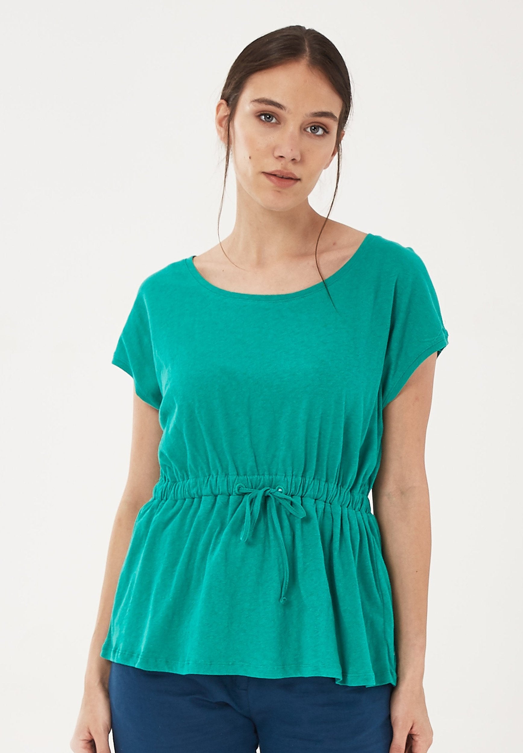 T-Shirt aus Bio-Baumwolle mit Leinen