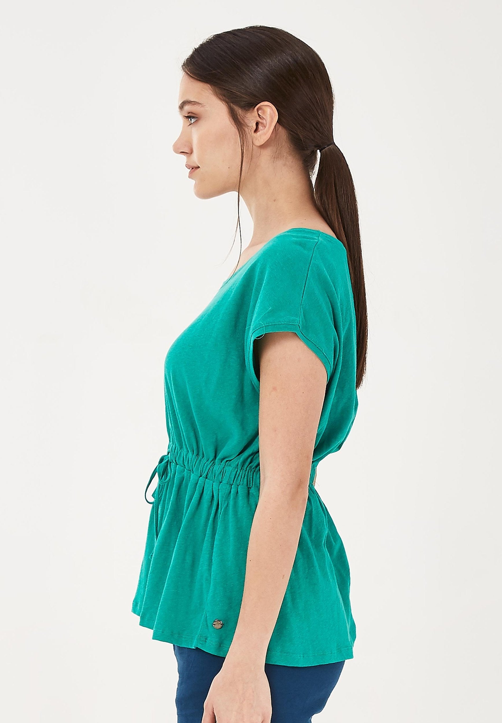 T-Shirt aus Bio-Baumwolle mit Leinen