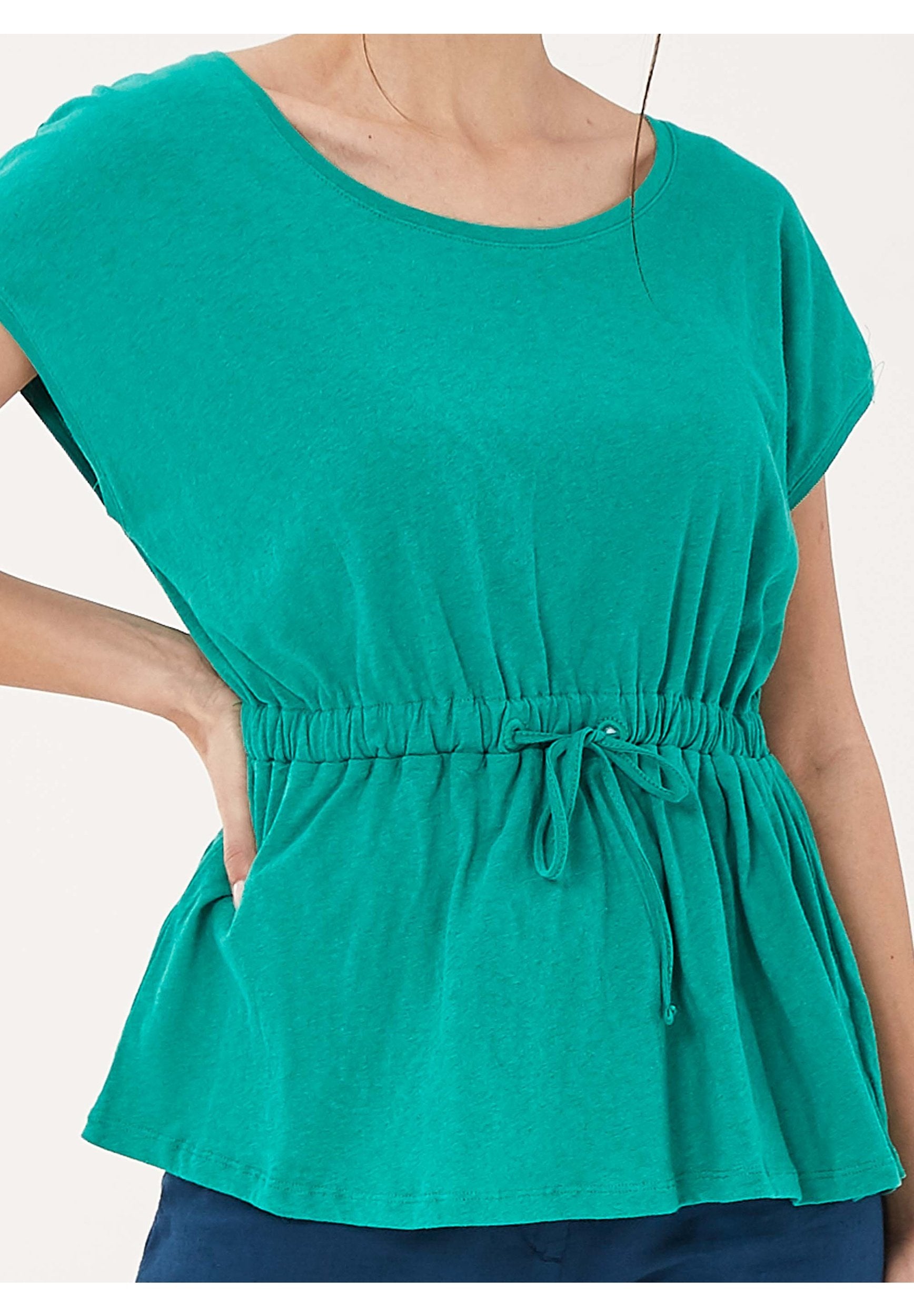 T-Shirt aus Bio-Baumwolle mit Leinen