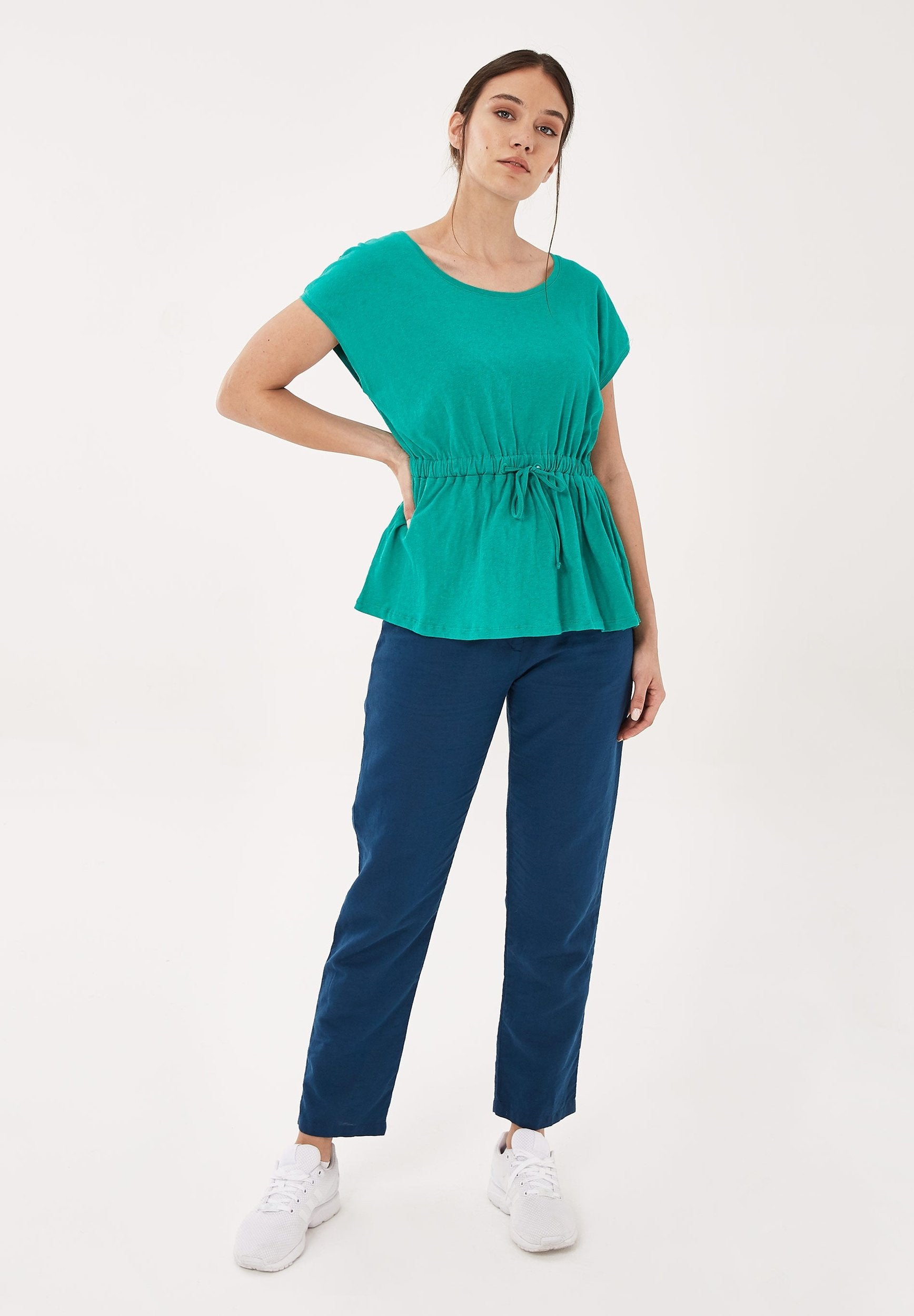 T-Shirt aus Bio-Baumwolle mit Leinen