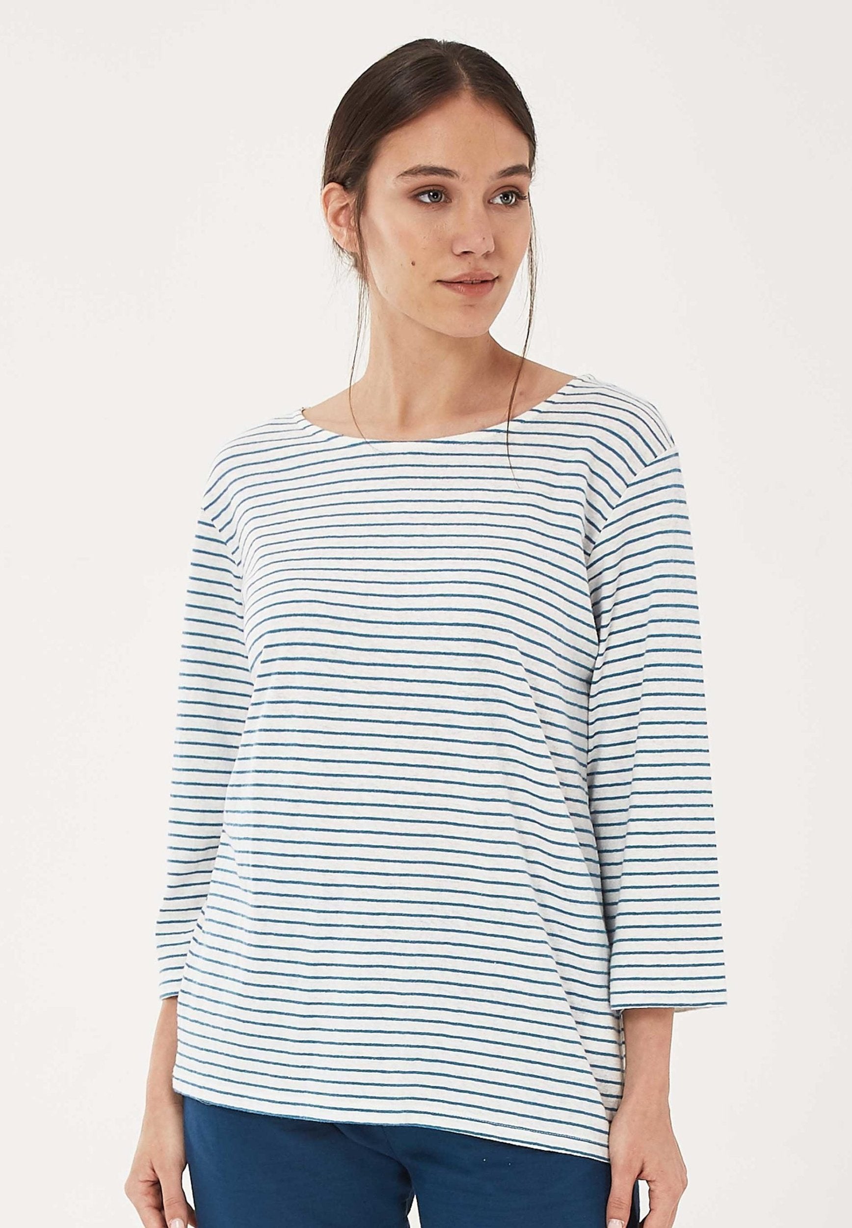 Longsleeve aus Bio-Baumwolle mit Leinen | Faire Damenmode