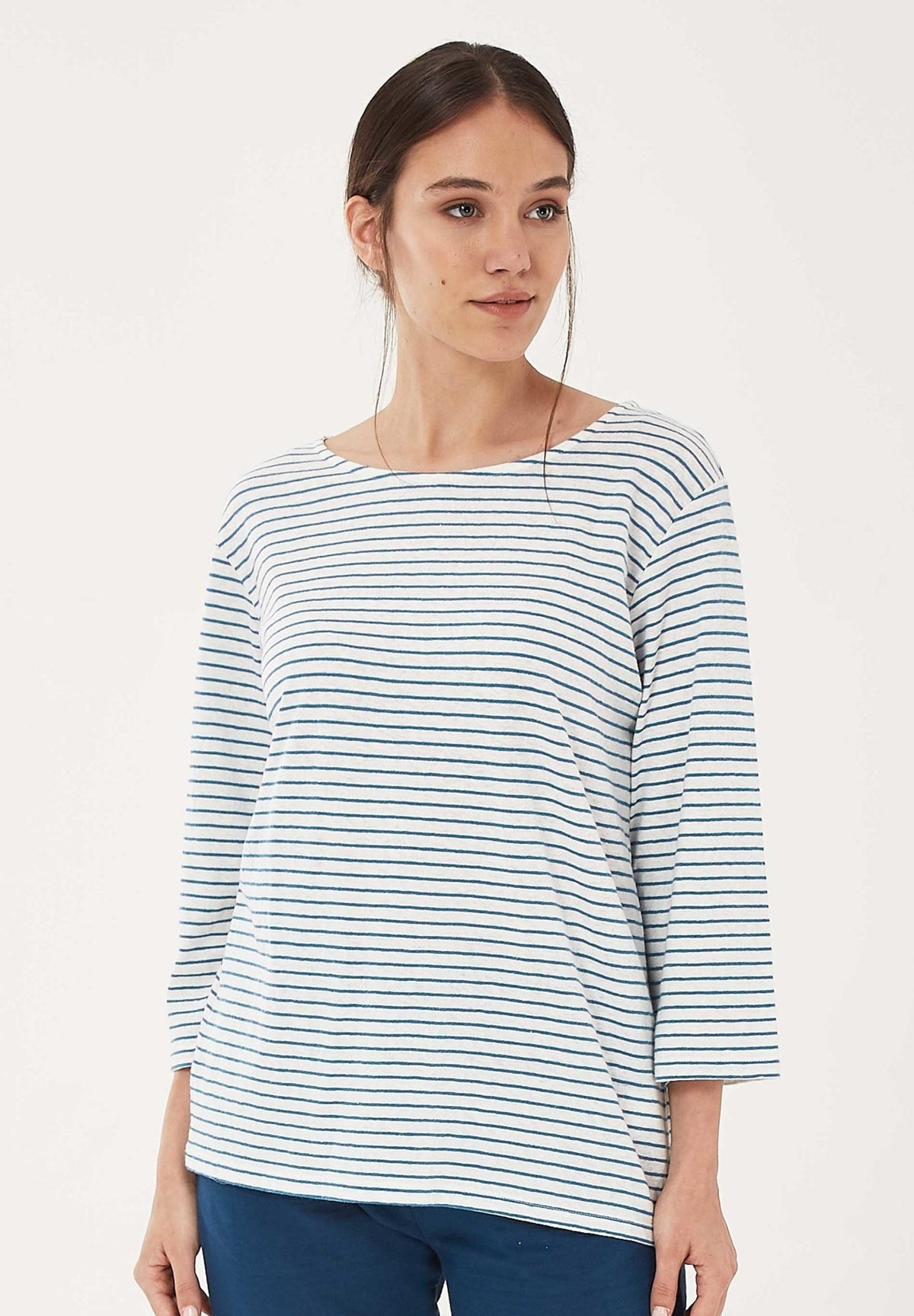 Longsleeve aus Bio-Baumwolle mit Leinen