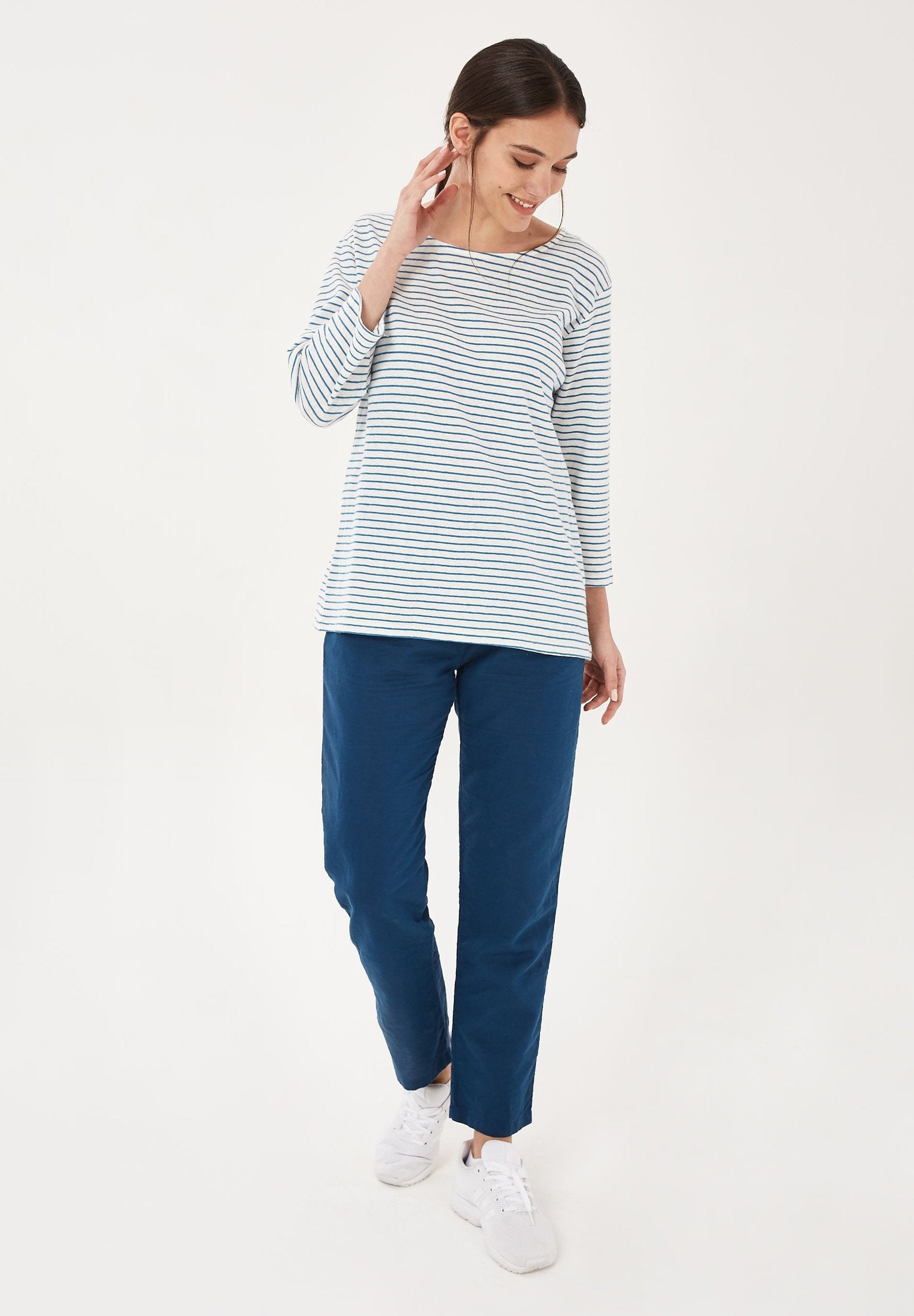 Longsleeve aus Bio-Baumwolle mit Leinen