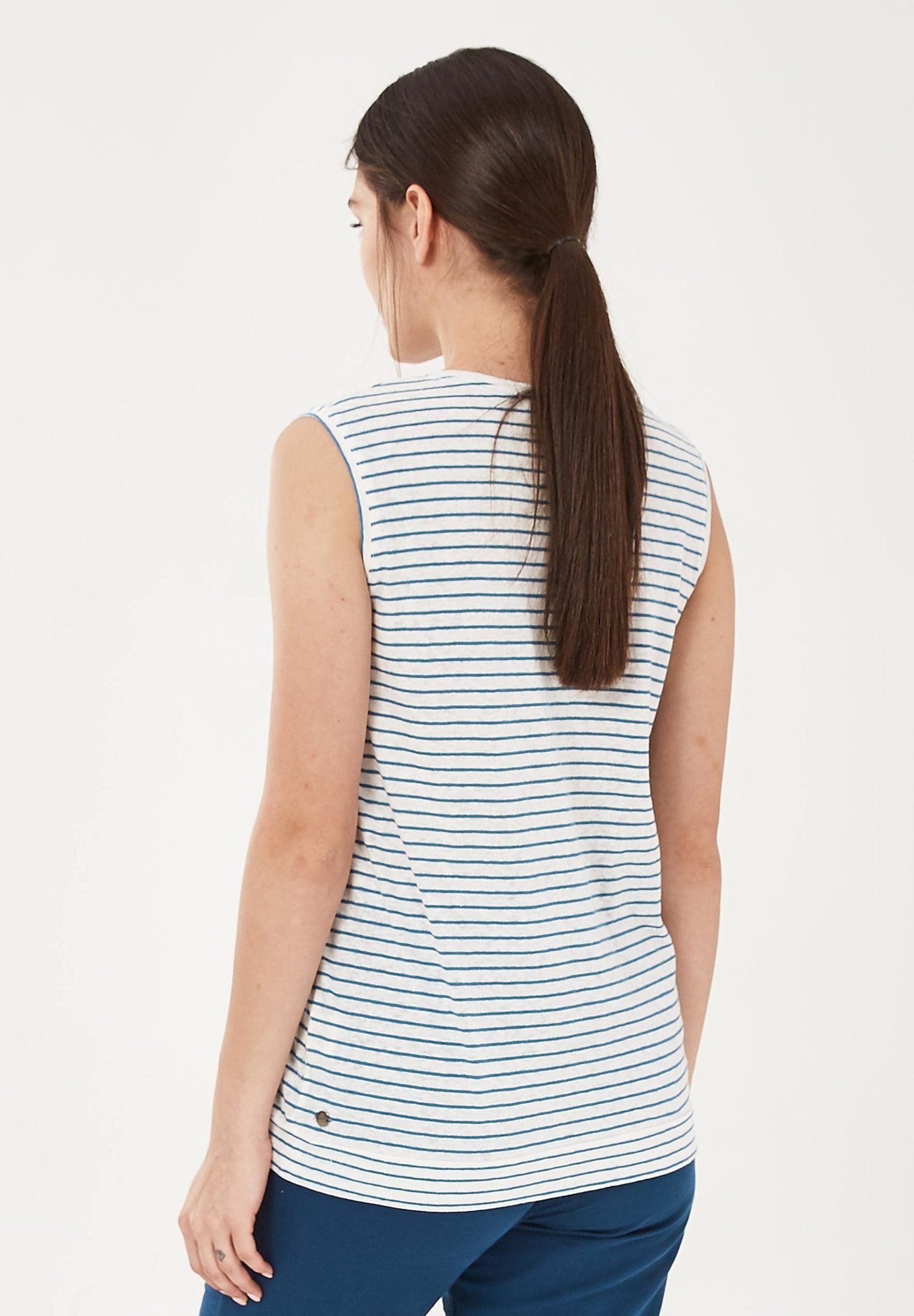 Top aus Leinen-Mix mit garngefärbtem Ringel-Dessin