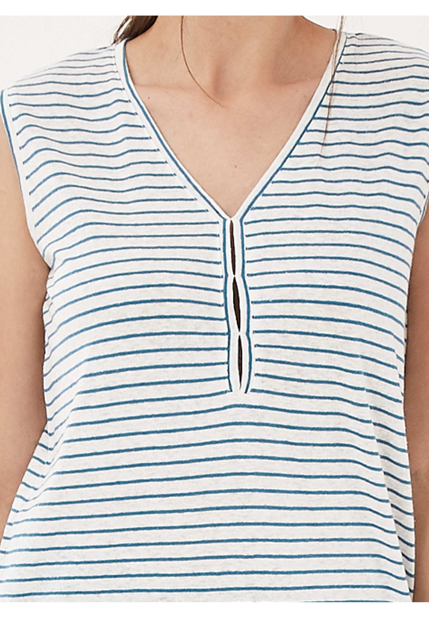 Top aus Leinen-Mix mit garngefärbtem Ringel-Dessin