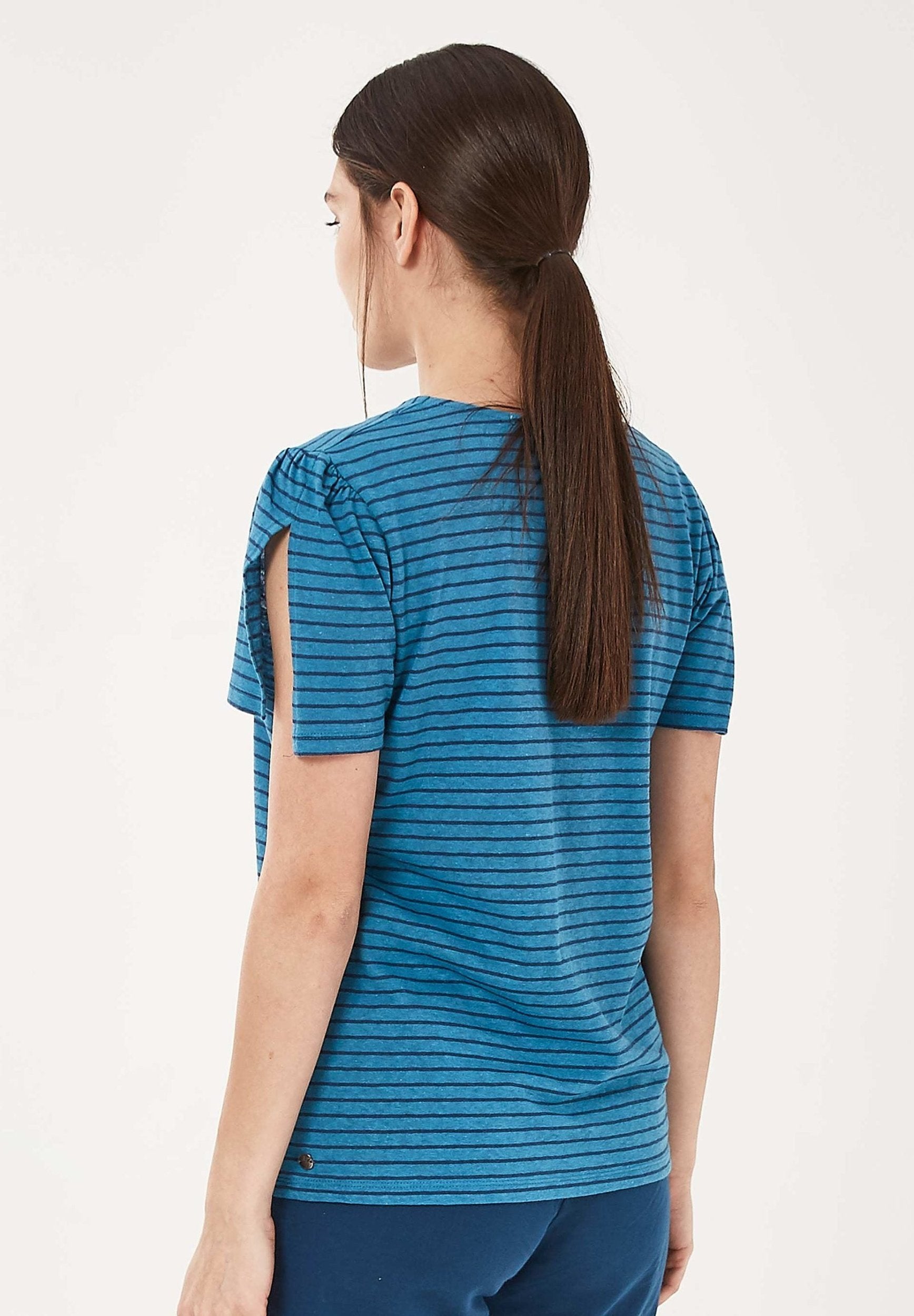 T-Shirt aus Bio-Baumwolle und Leinen mit Armschlitze