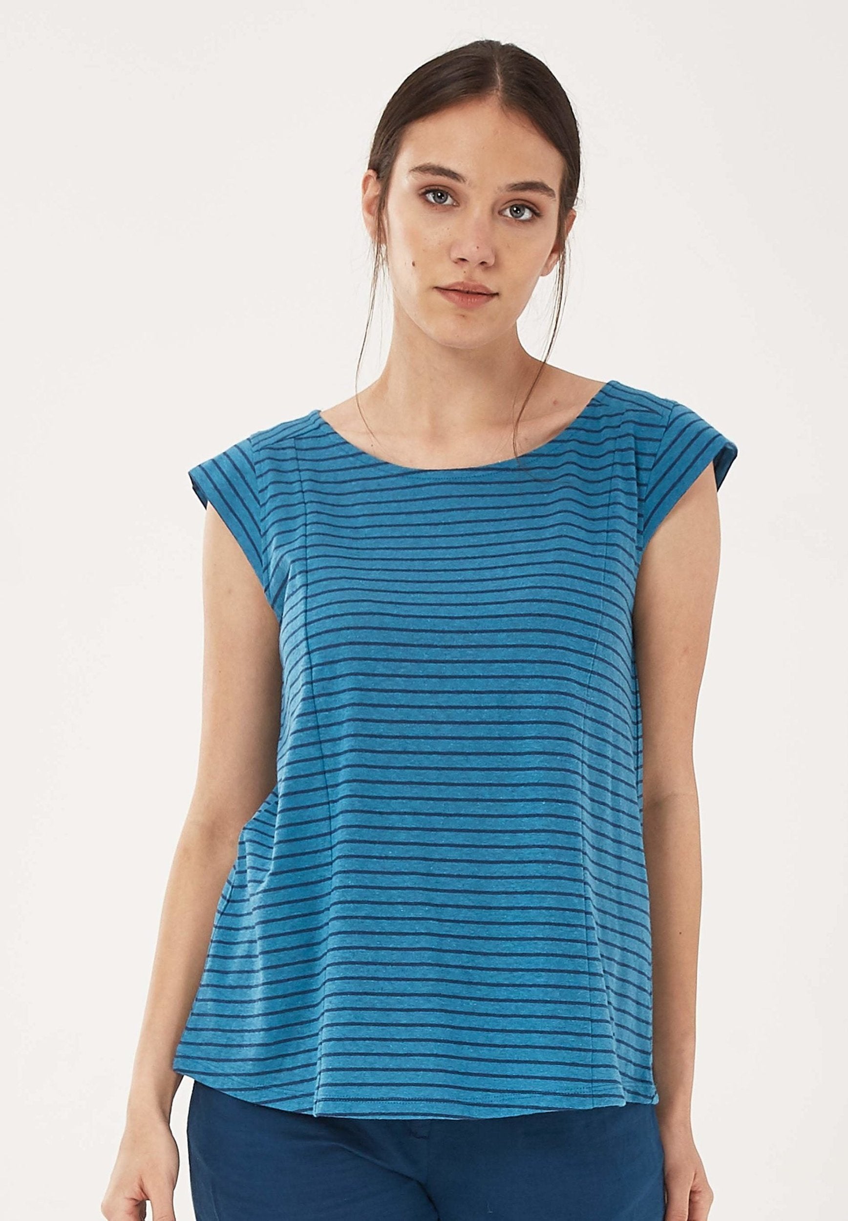 T-Shirt aus Bio-Baumwolle mit Leinen | Faire Damenmode