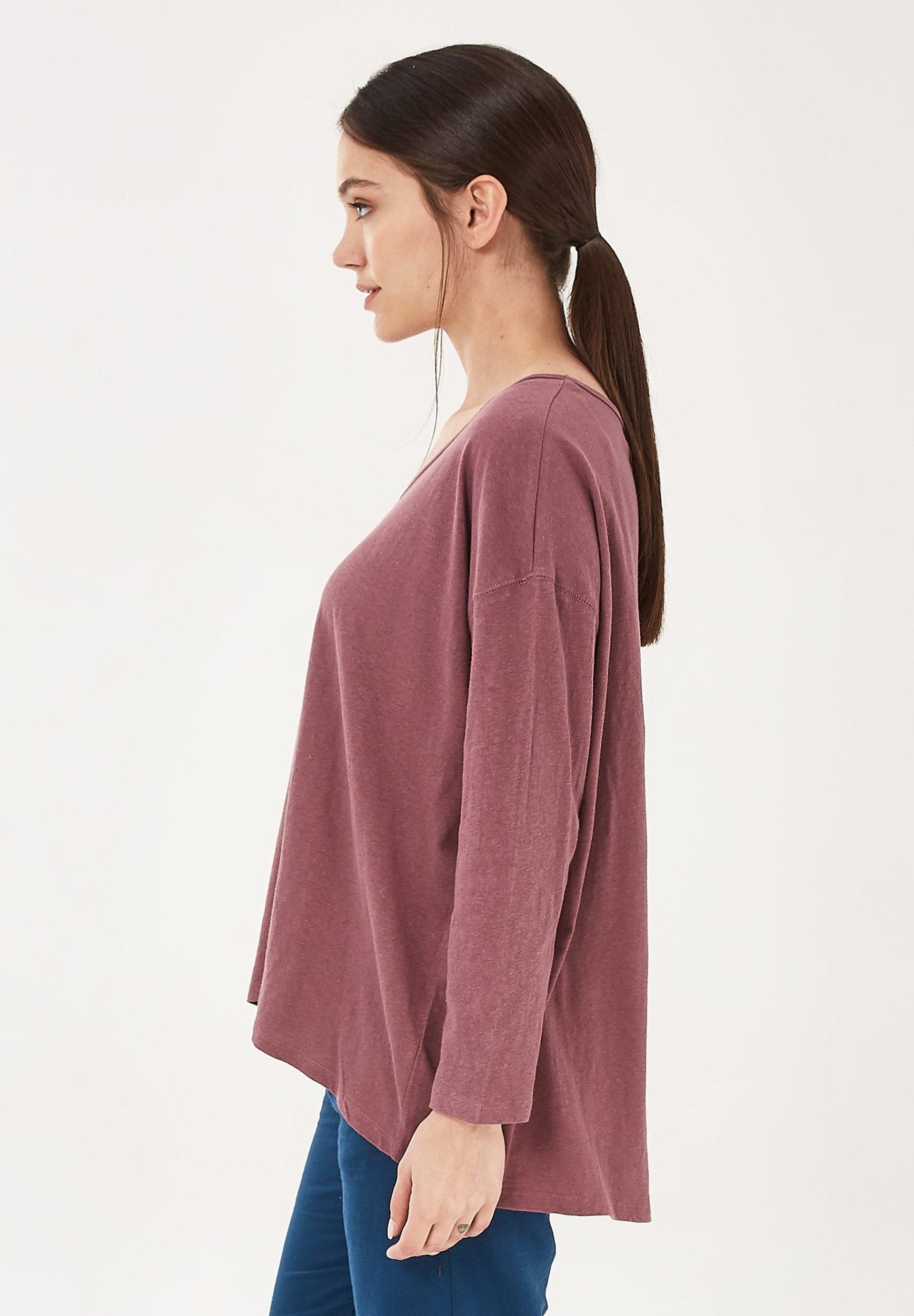 Langarmshirt aus Bio-Baumwolle mit Leinen