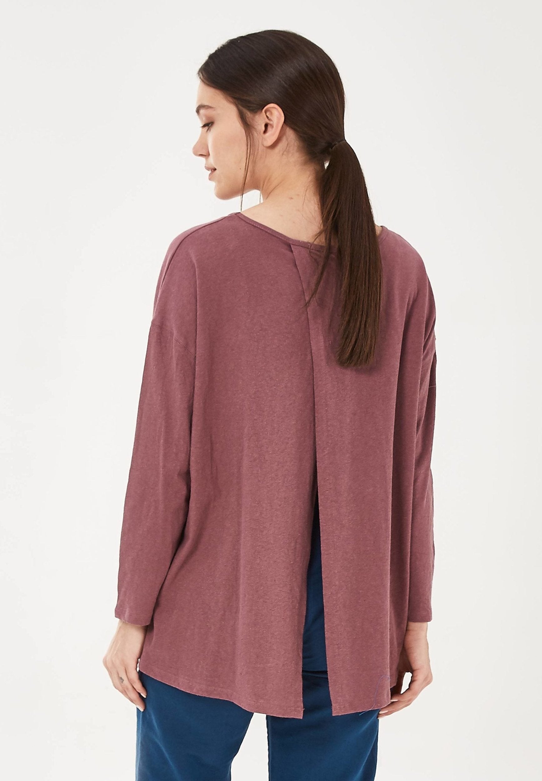 Langarmshirt aus Bio-Baumwolle mit Leinen