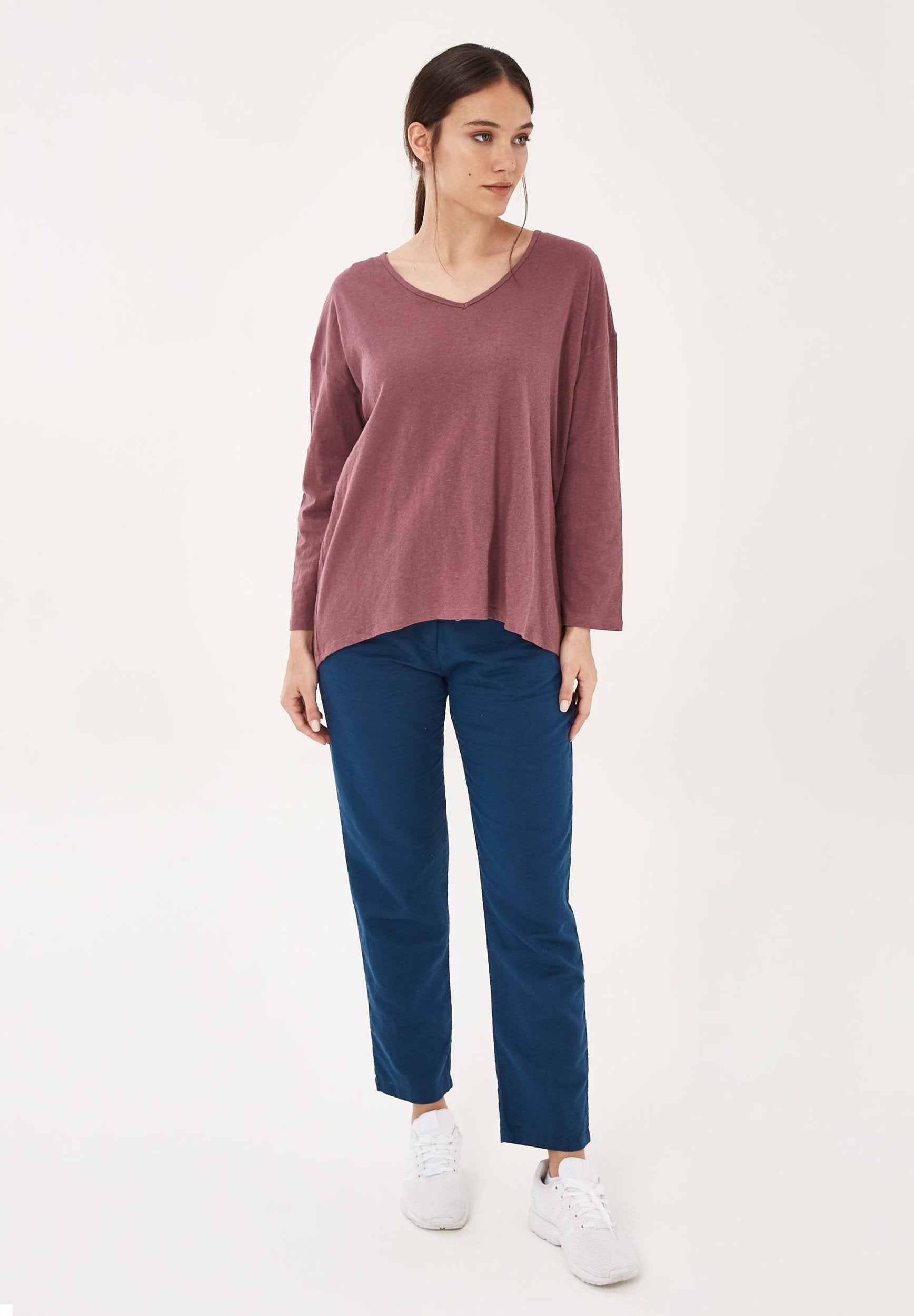 Langarmshirt aus Bio-Baumwolle mit Leinen