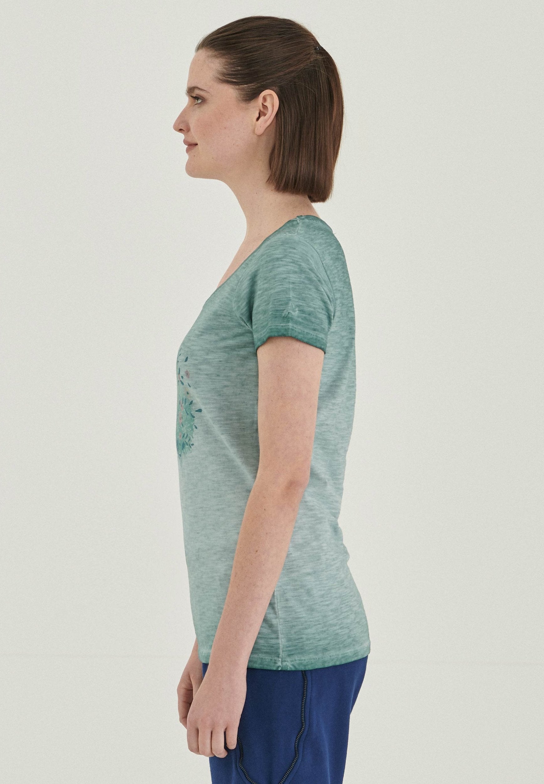 Garment Dyed T-Shirt aus Bio-Baumwolle mit Igel-Print