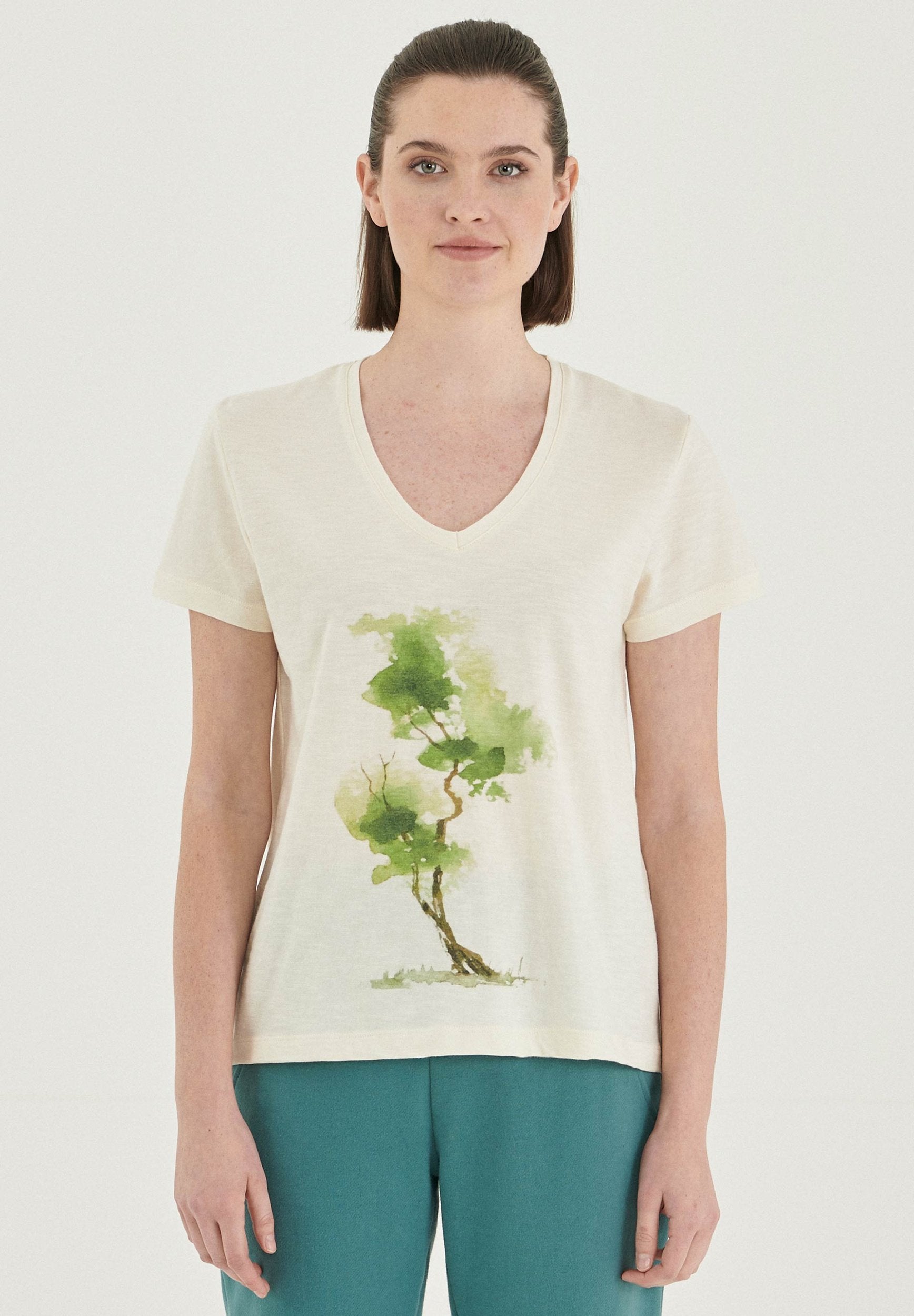 T-Shirt aus Bio-Baumwolle mit V-Ausschnitt