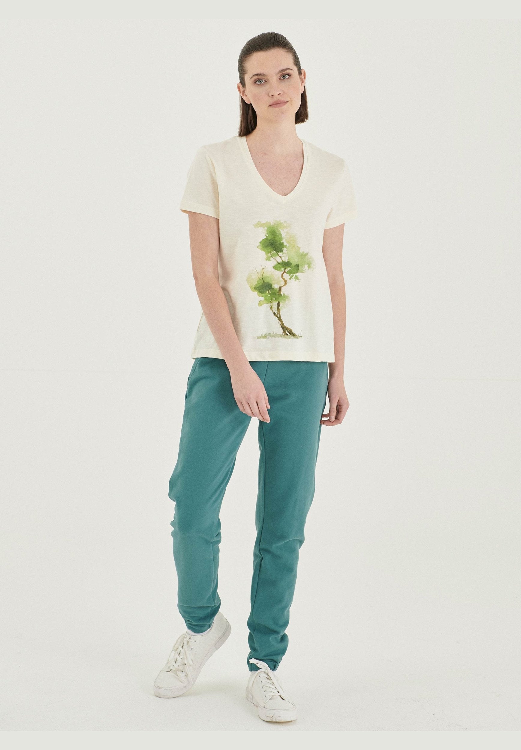 T-Shirt aus Bio-Baumwolle mit V-Ausschnitt