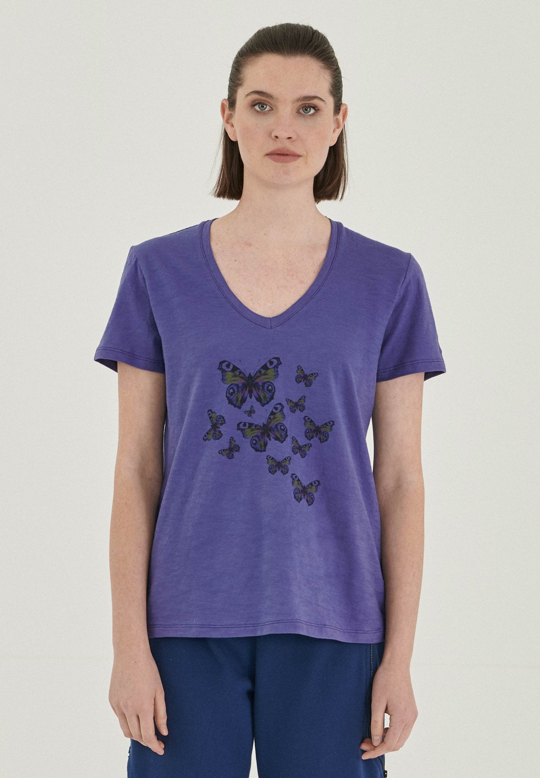 T-Shirt aus Bio-Baumwolle mit V-Ausschnitt