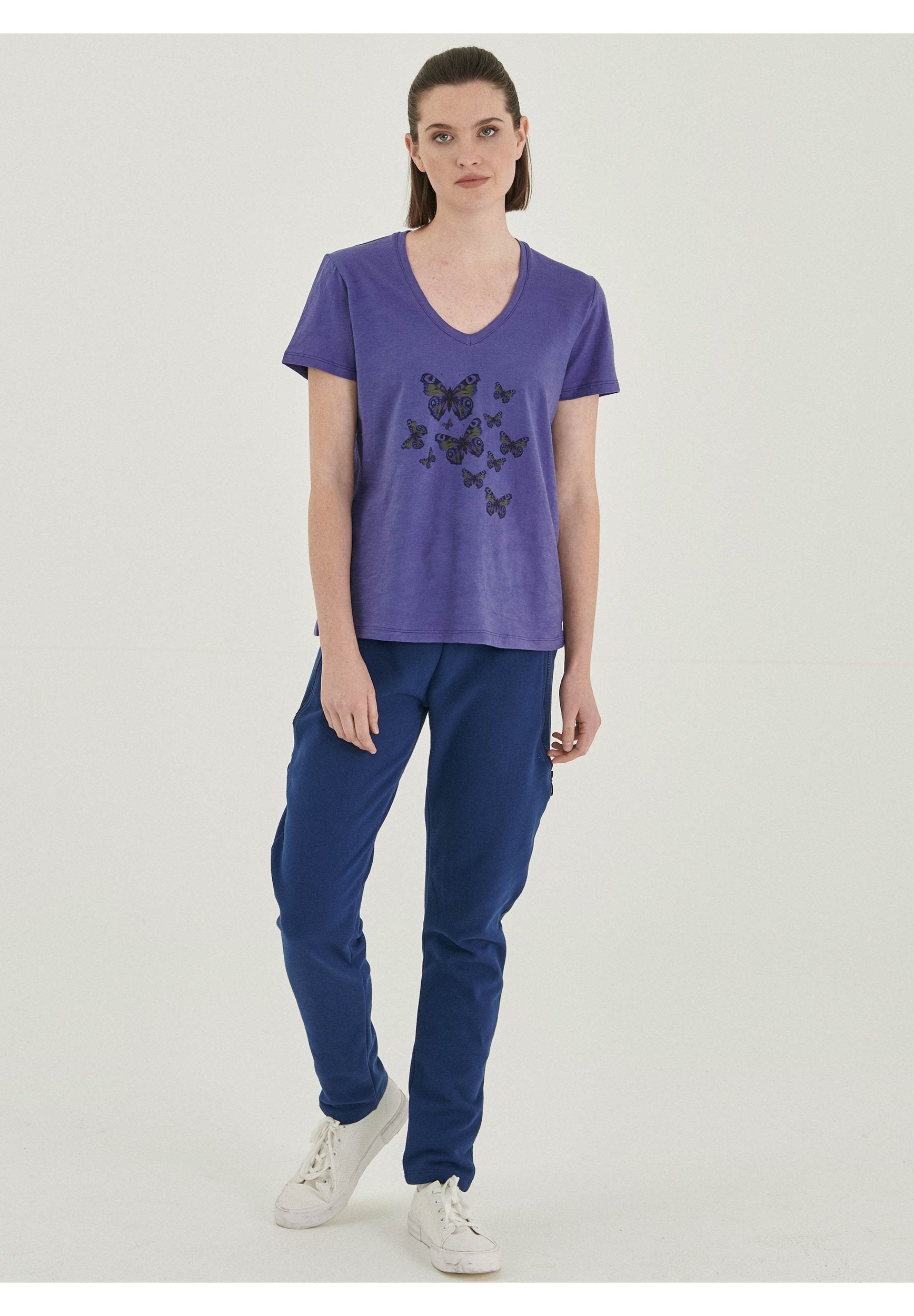T-Shirt aus Bio-Baumwolle mit V-Ausschnitt