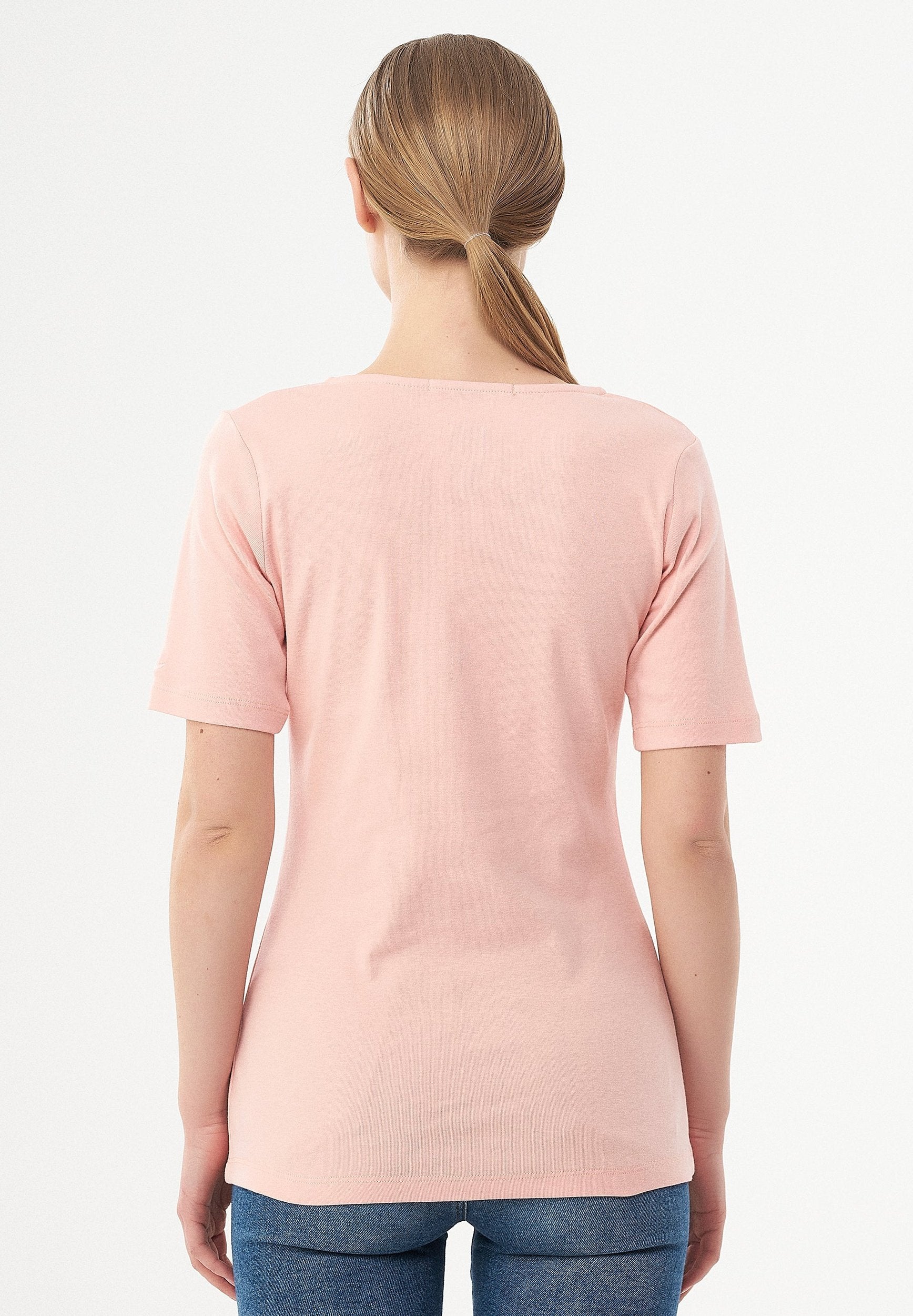 Geripptes T-Shirt aus Bio-Baumwolle mit V-Ausschnitt