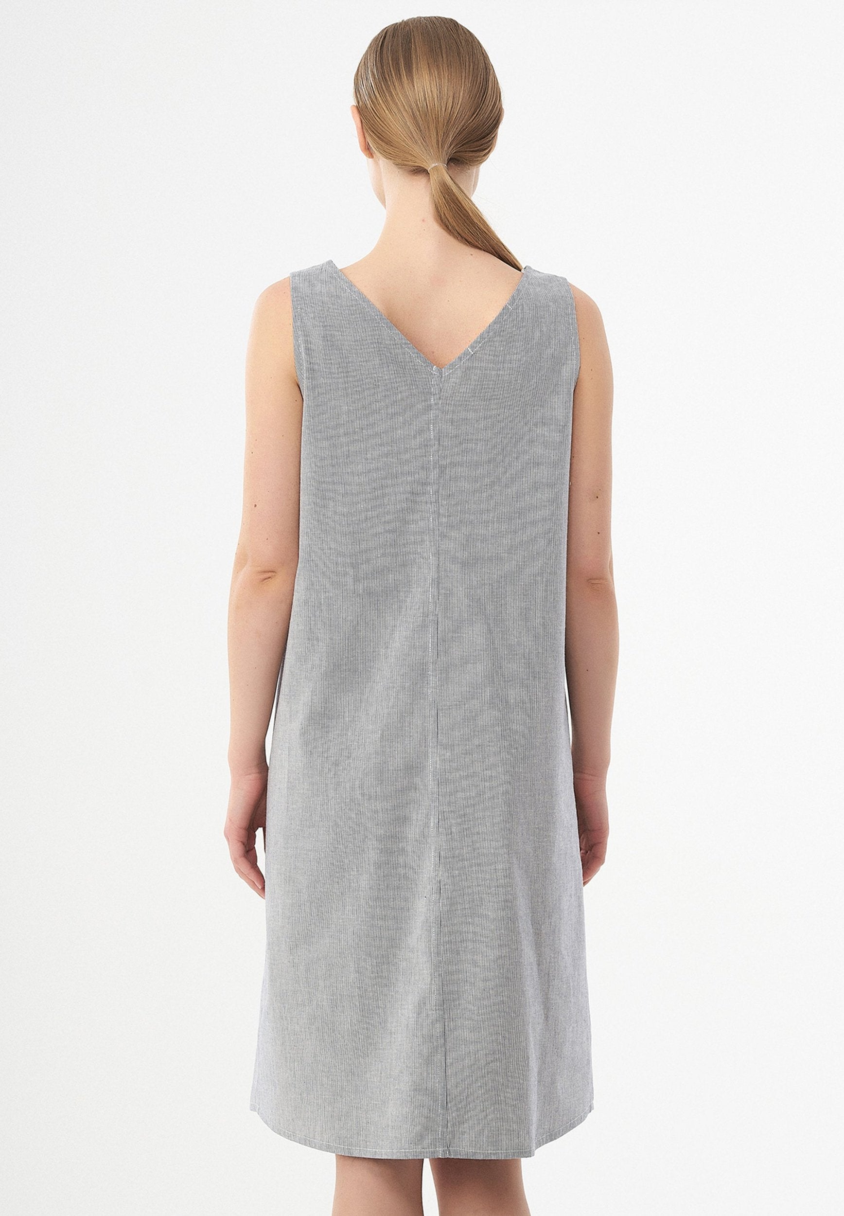 Geknöpftes Kleid aus Bio-Baumwolle mit Streifenmuster