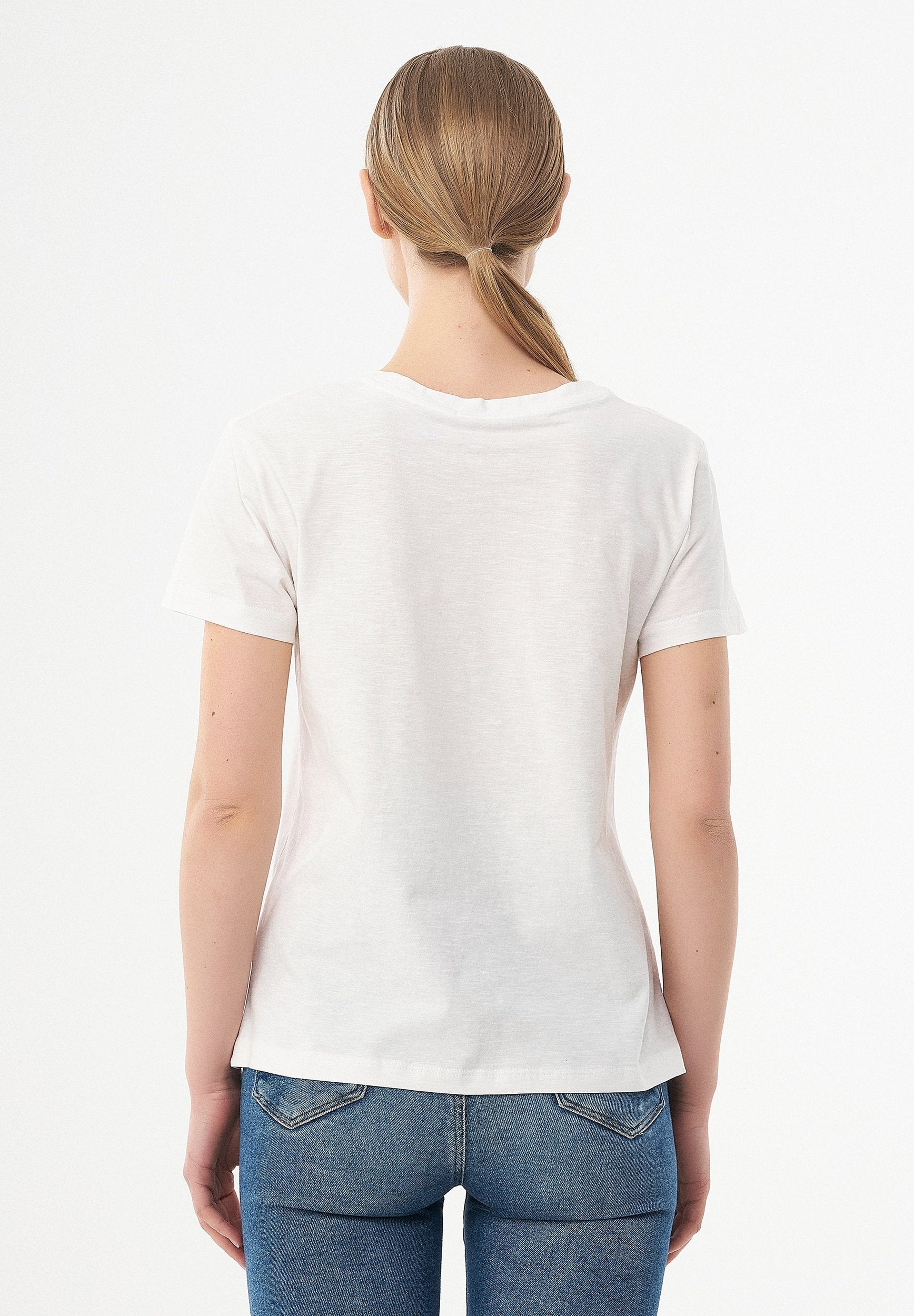 Basic T-Shirt aus Bio-Baumwolle mit V-Ausschnitt