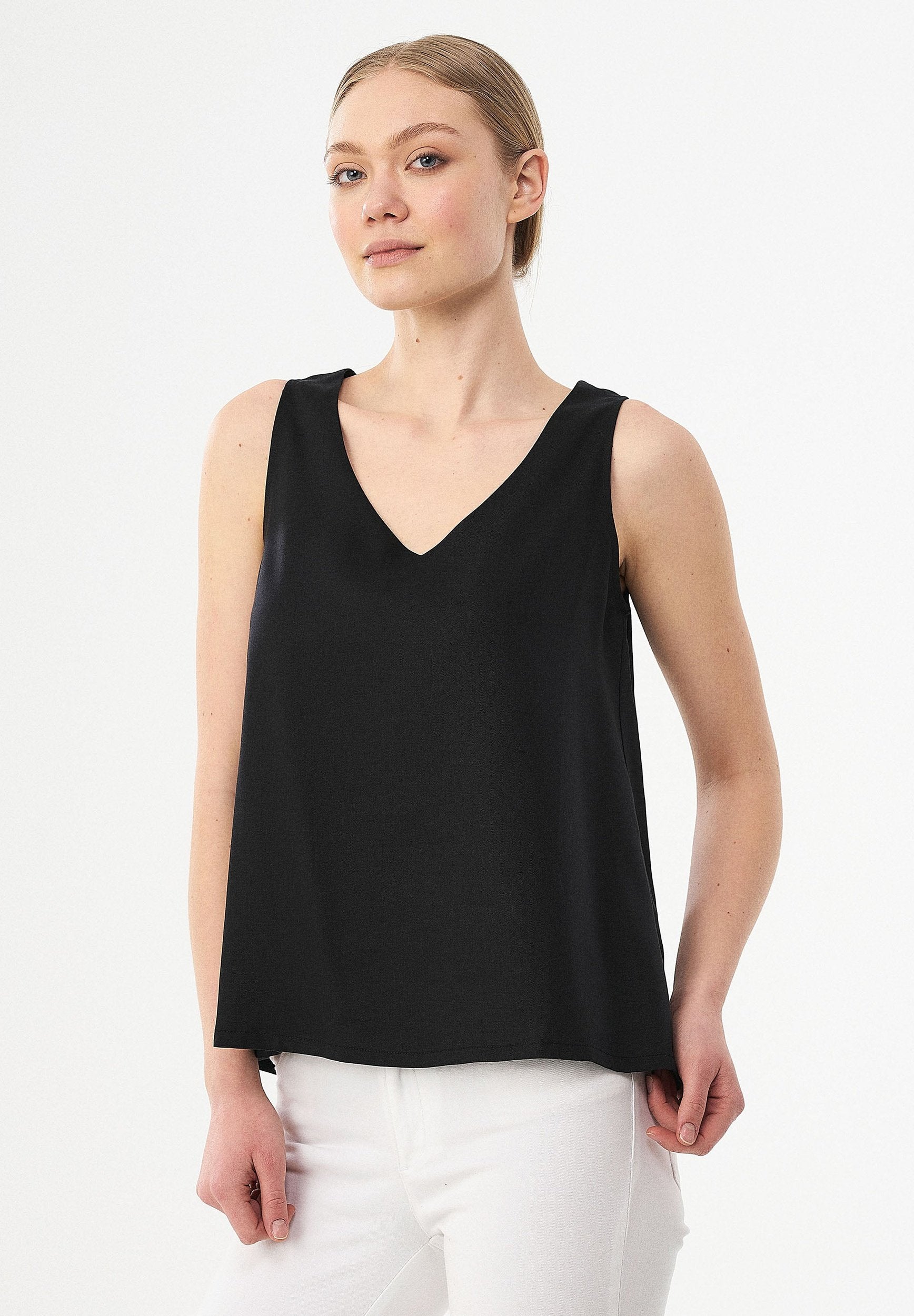 Ärmellose Bluse aus TENCEL™ Lyocell