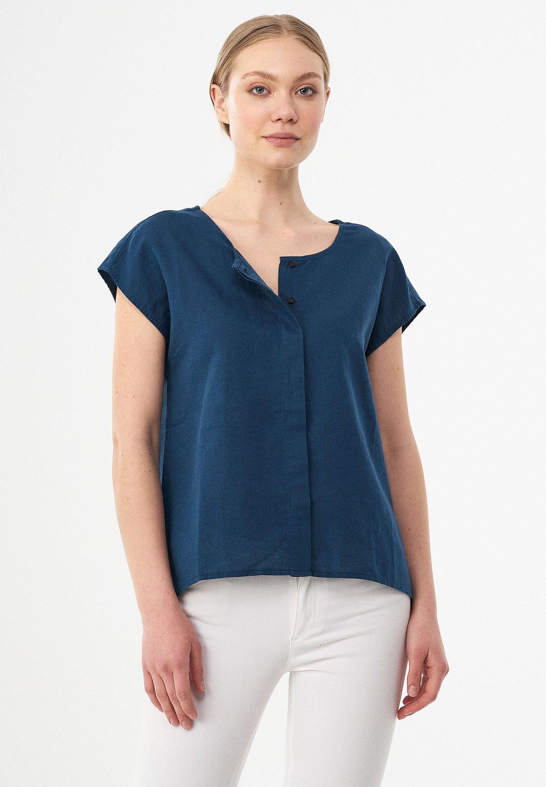 Bluse aus Leinen und Bio-Baumwolle