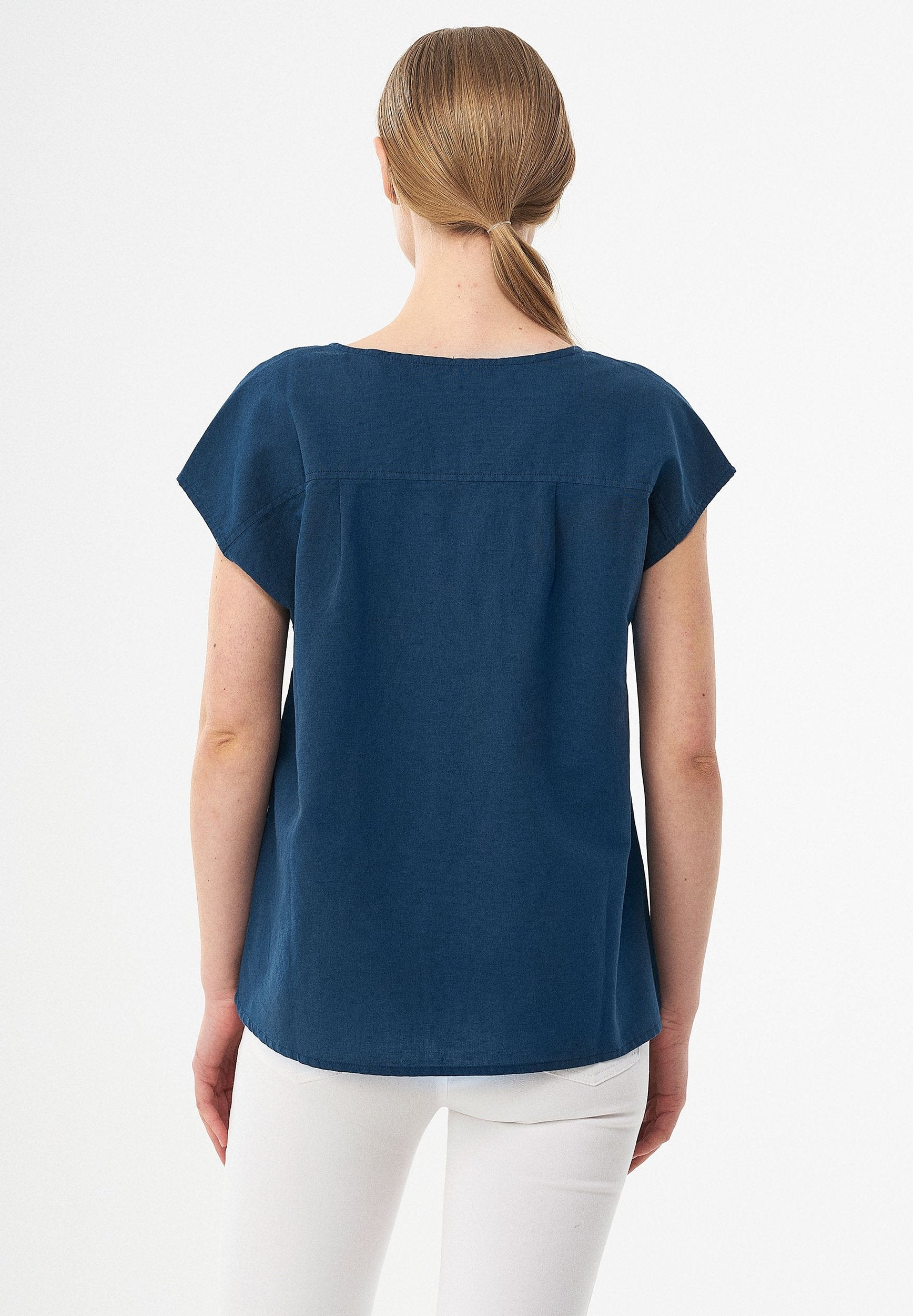 Bluse aus Leinen und Bio-Baumwolle
