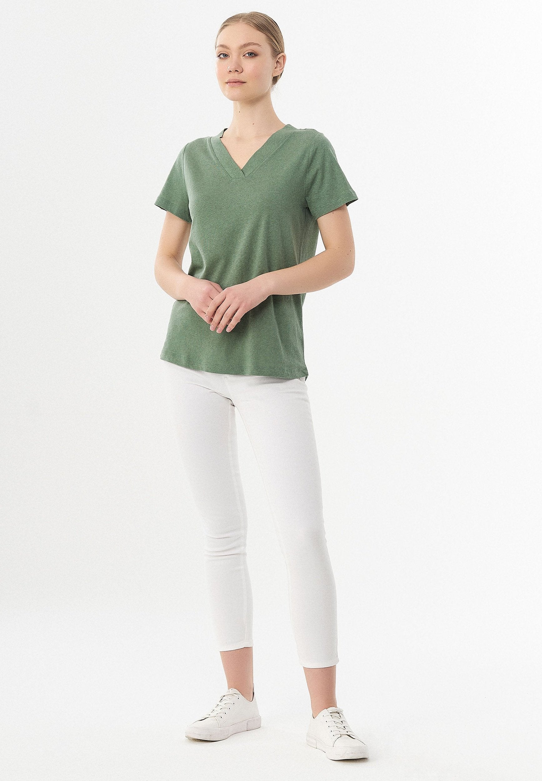 T-Shirt aus Bio-Baumwolle und Leinen