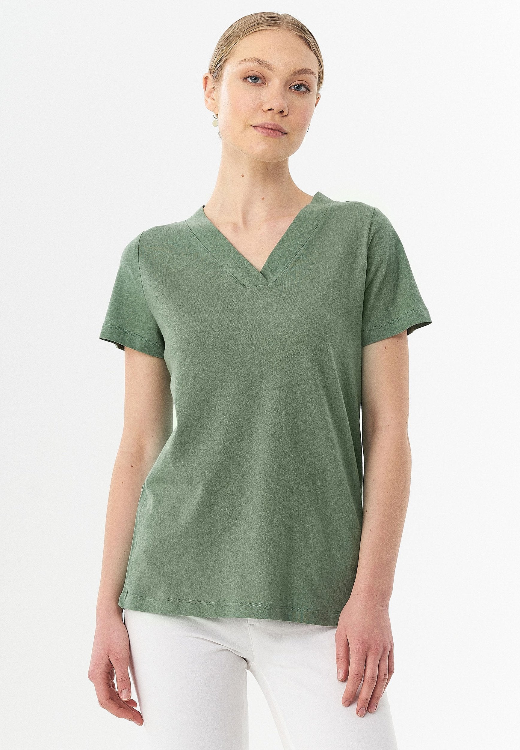 T-Shirt aus Bio-Baumwolle und Leinen