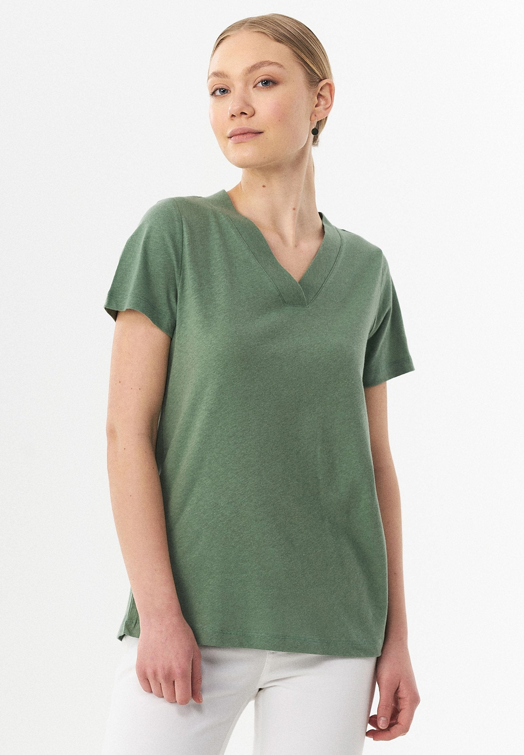 T-Shirt aus Bio-Baumwolle und Leinen