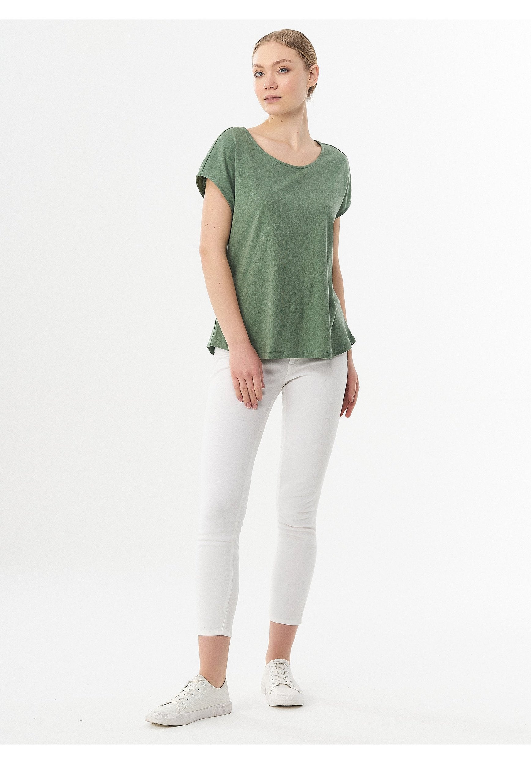 T-Shirt aus Bio-Baumwolle und Leinen