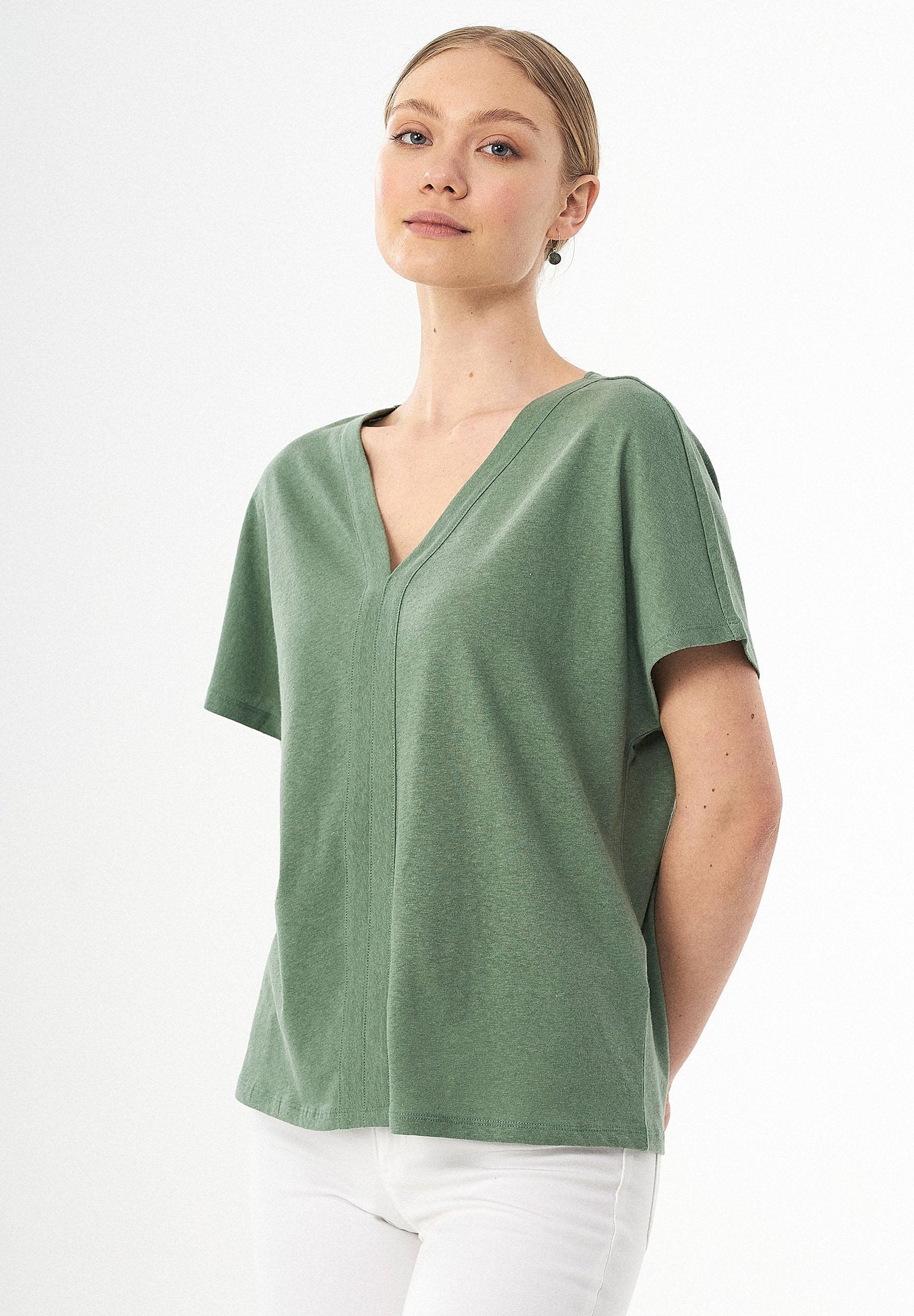 T-Shirt aus Bio-Baumwolle und Leinen